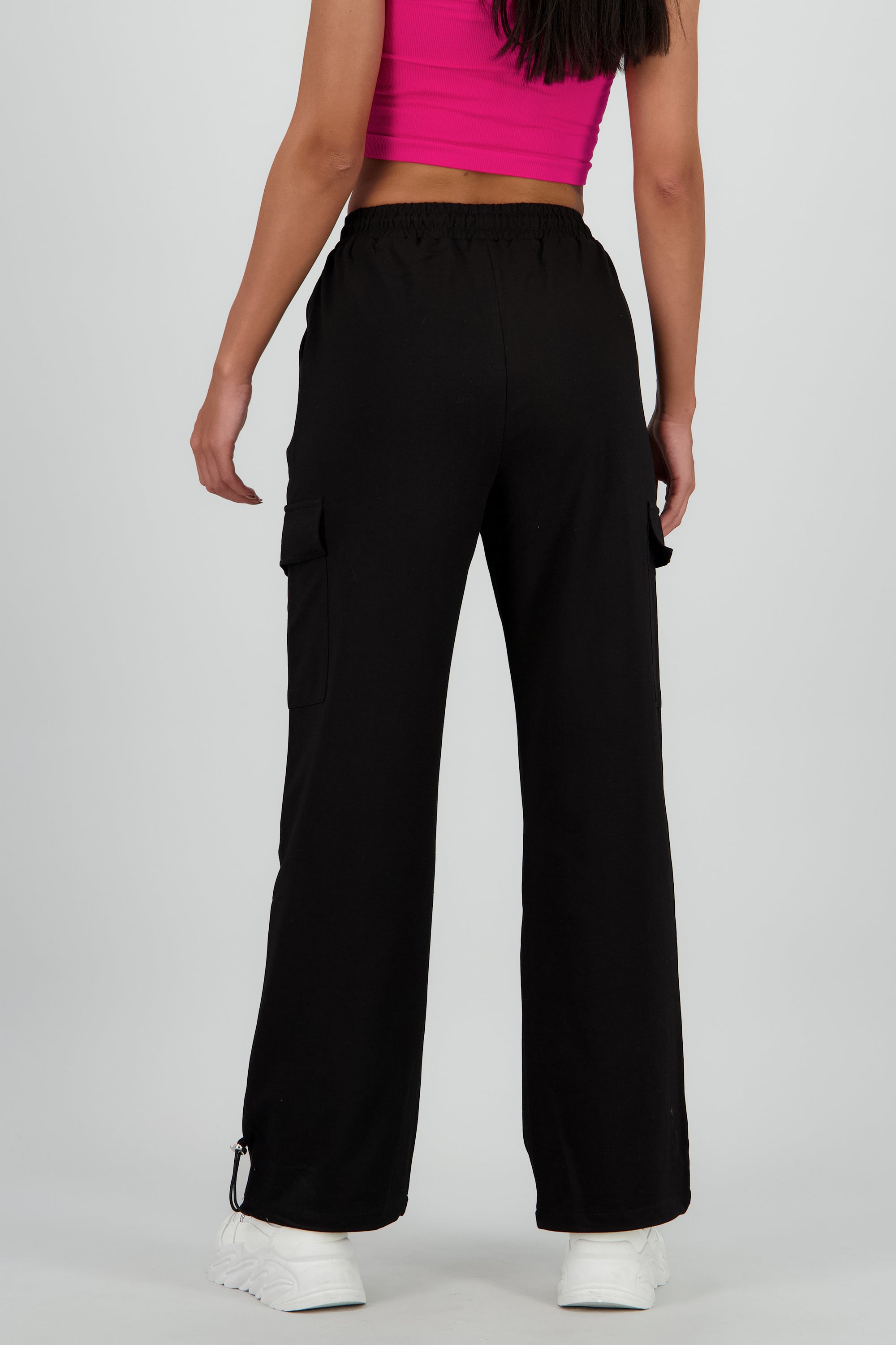 Pantalon amplio detalle franja NEGRO