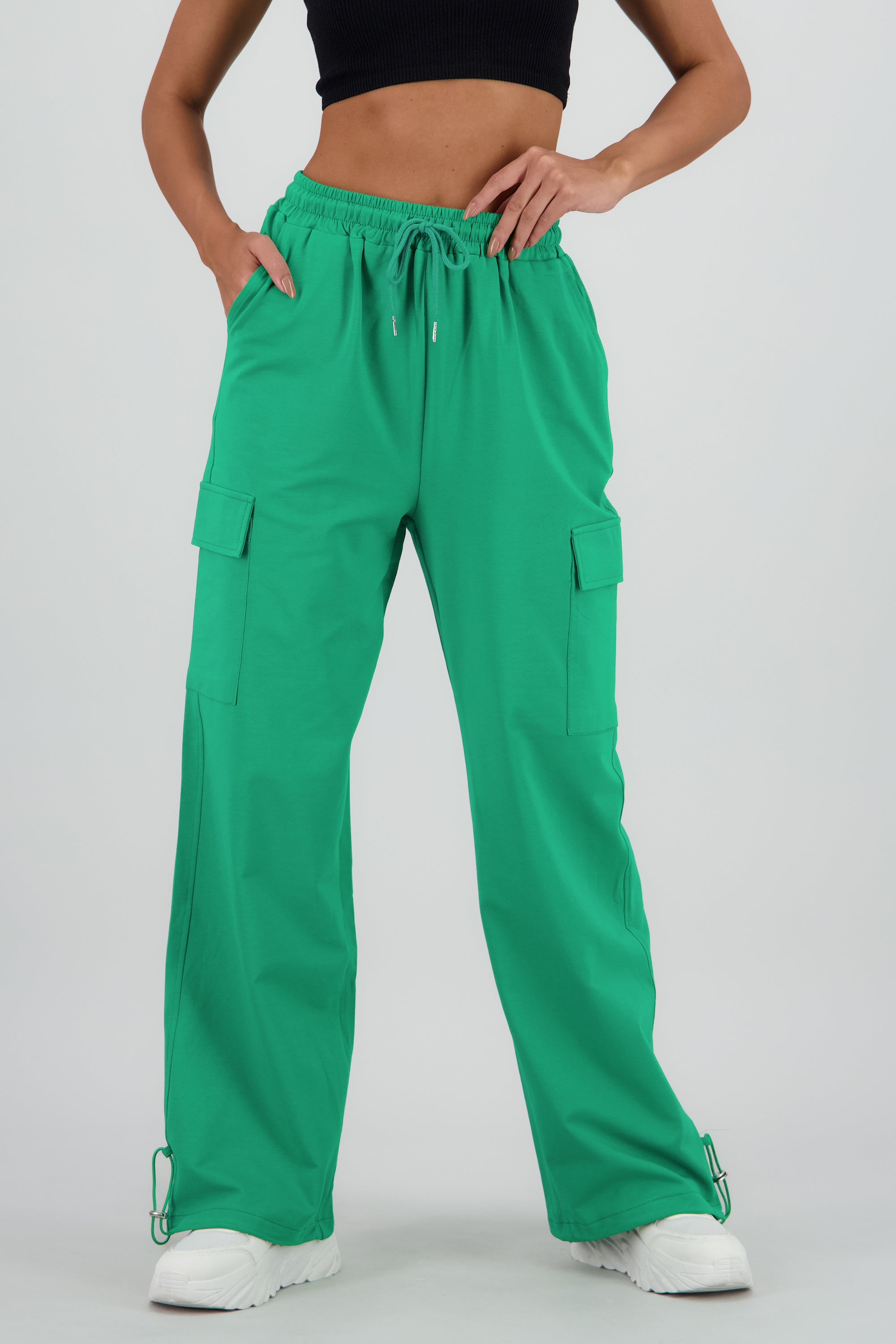 Pantalon amplio detalle franja VERDE