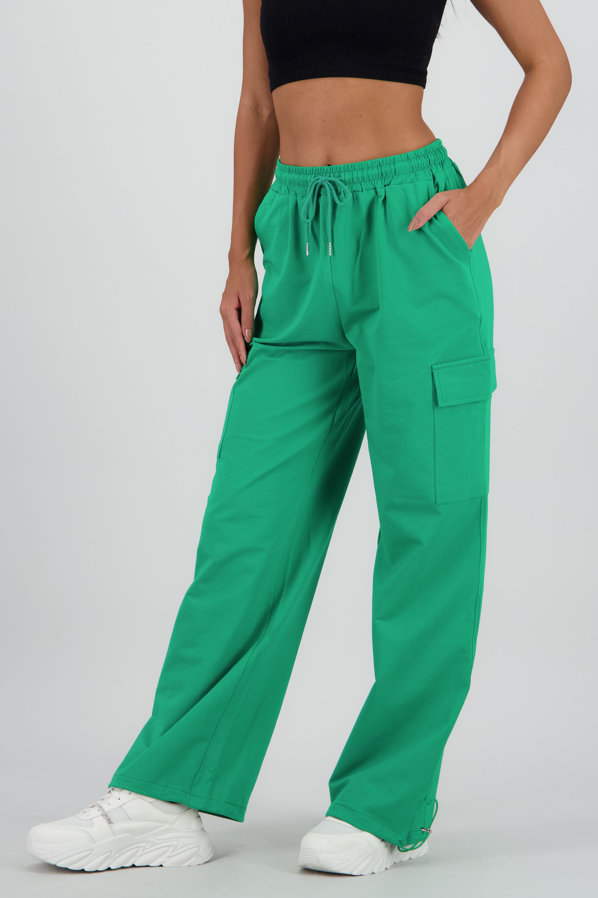 Pantalon amplio detalle franja VERDE