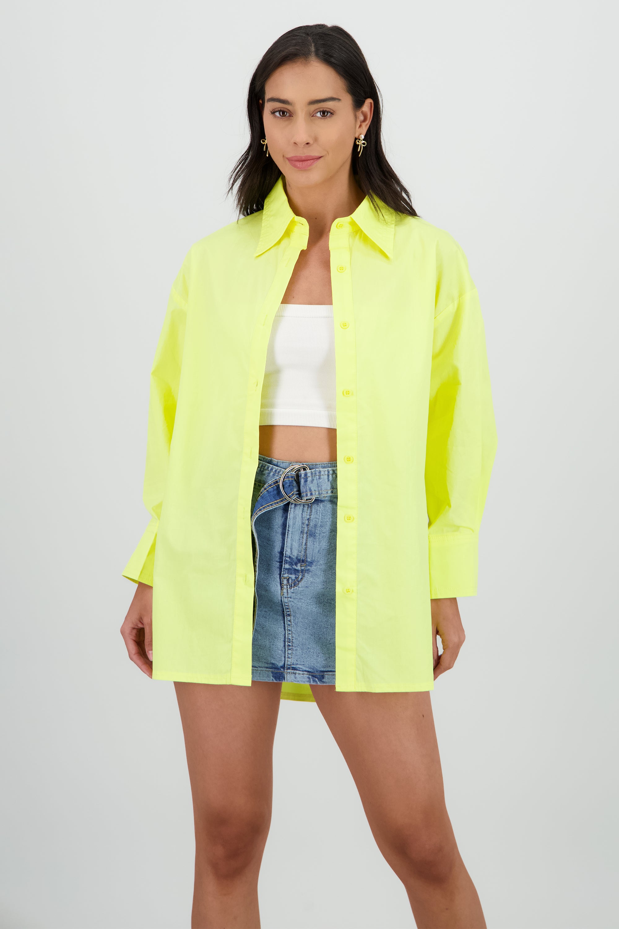 Camisa oversize lisa AMARILLO