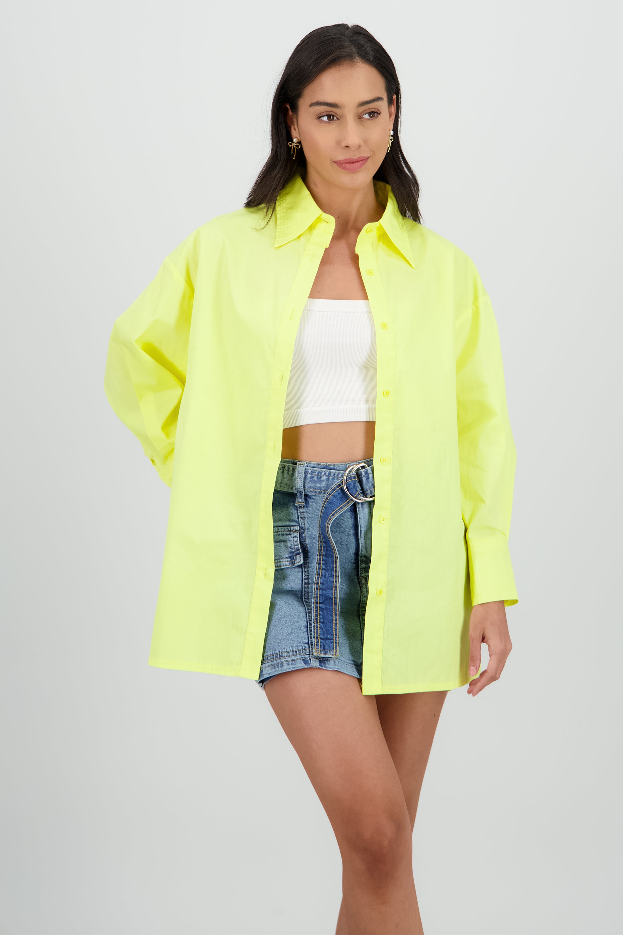 Camisa oversize lisa AMARILLO