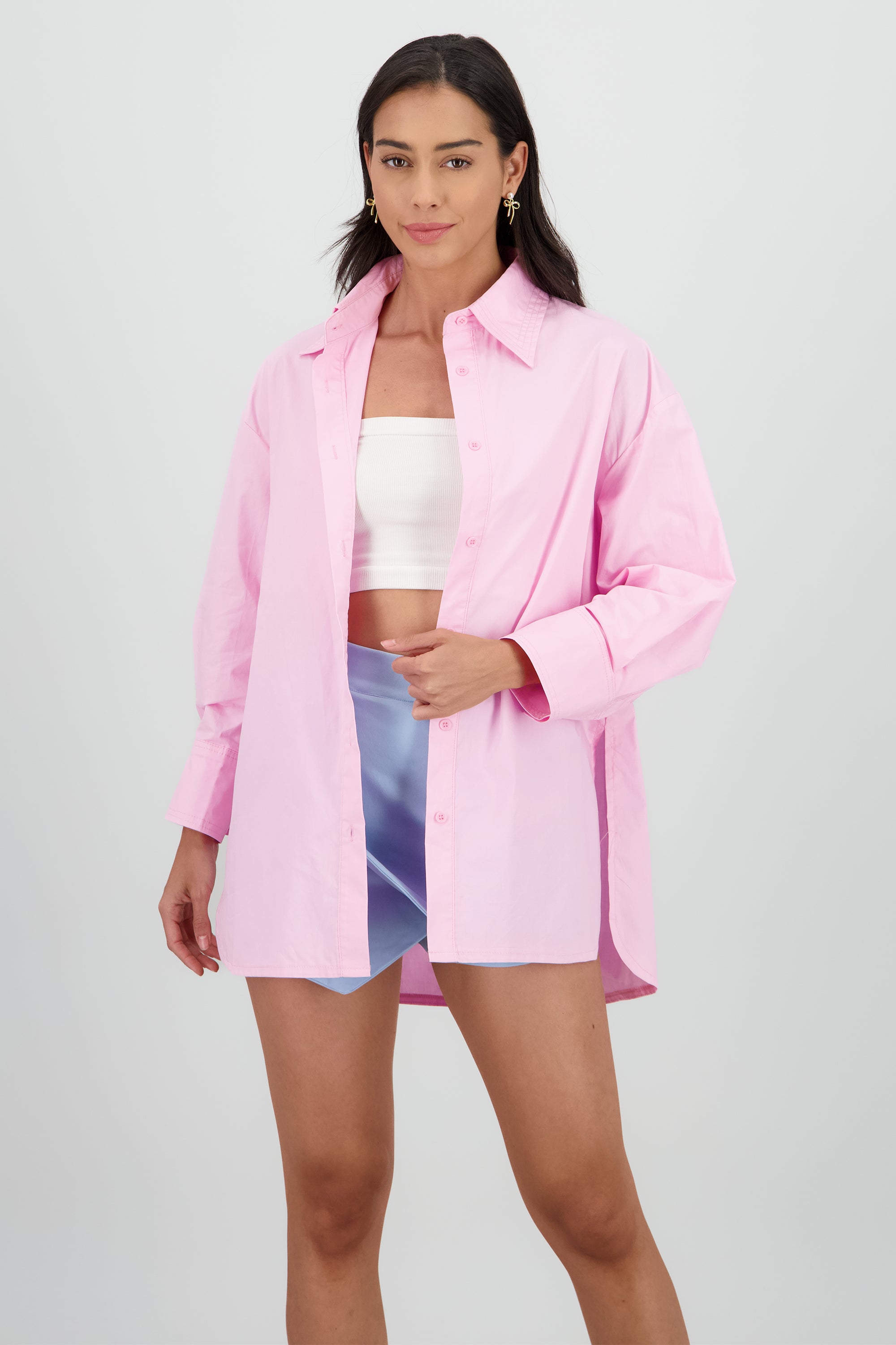 Camisa oversize lisa ROSA