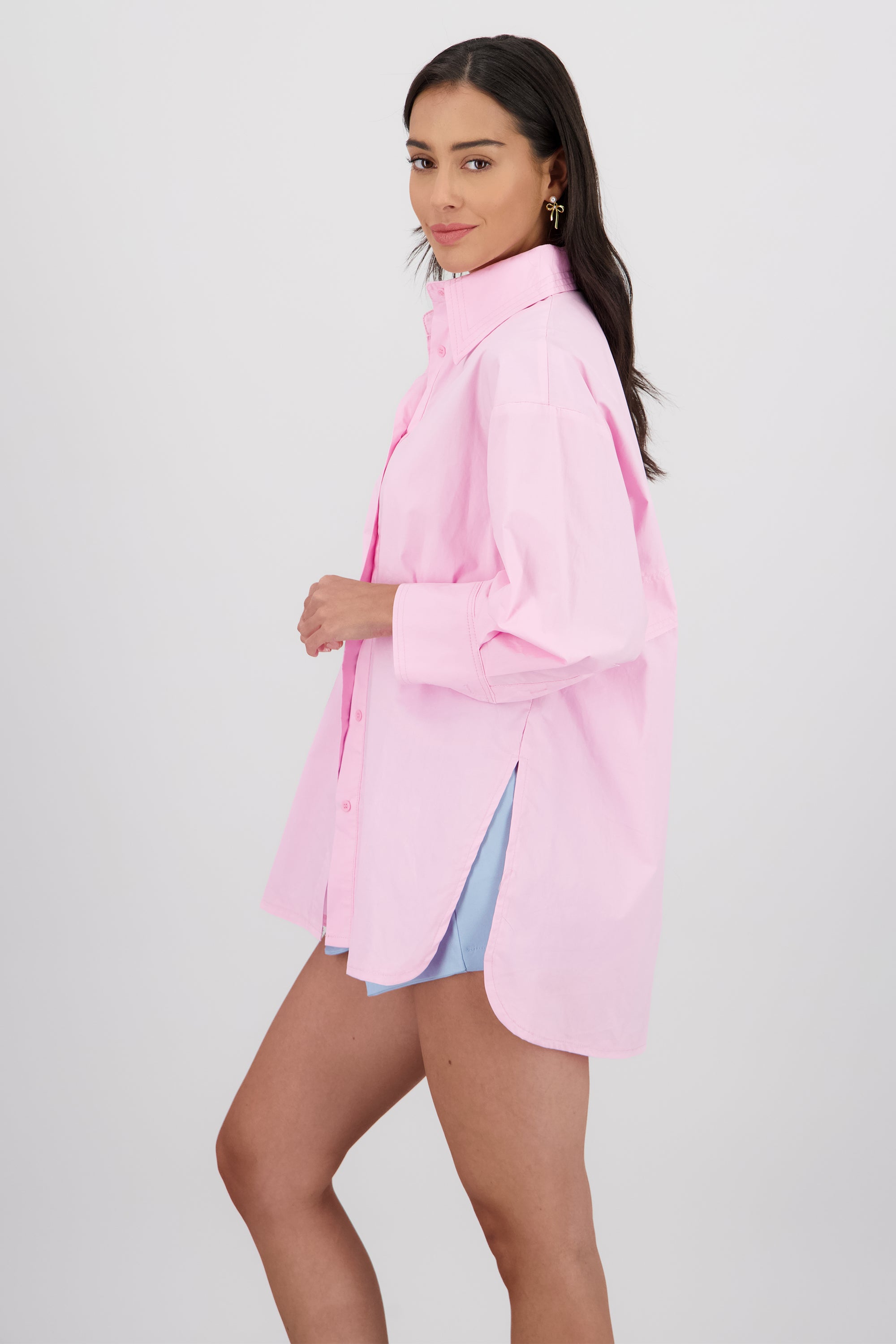 Camisa oversize lisa ROSA