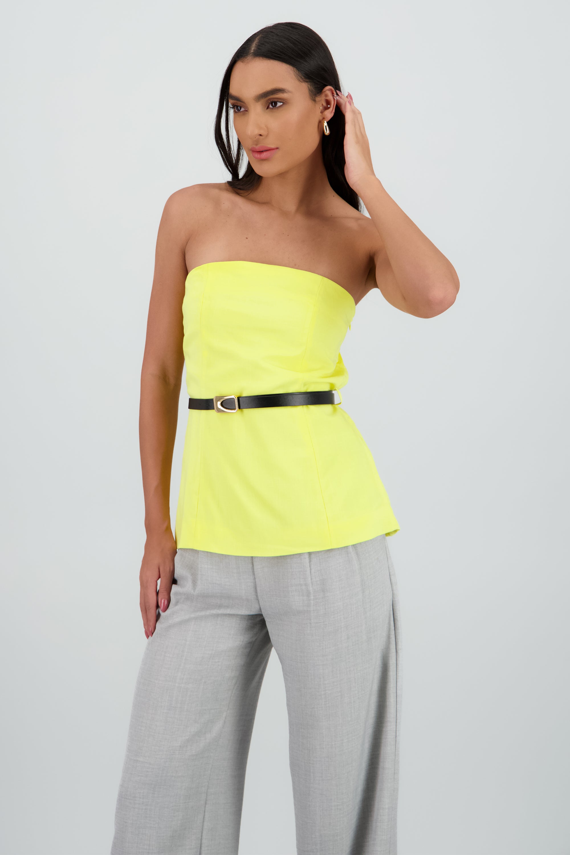 Top strapples detalle cinturon AMARILLO
