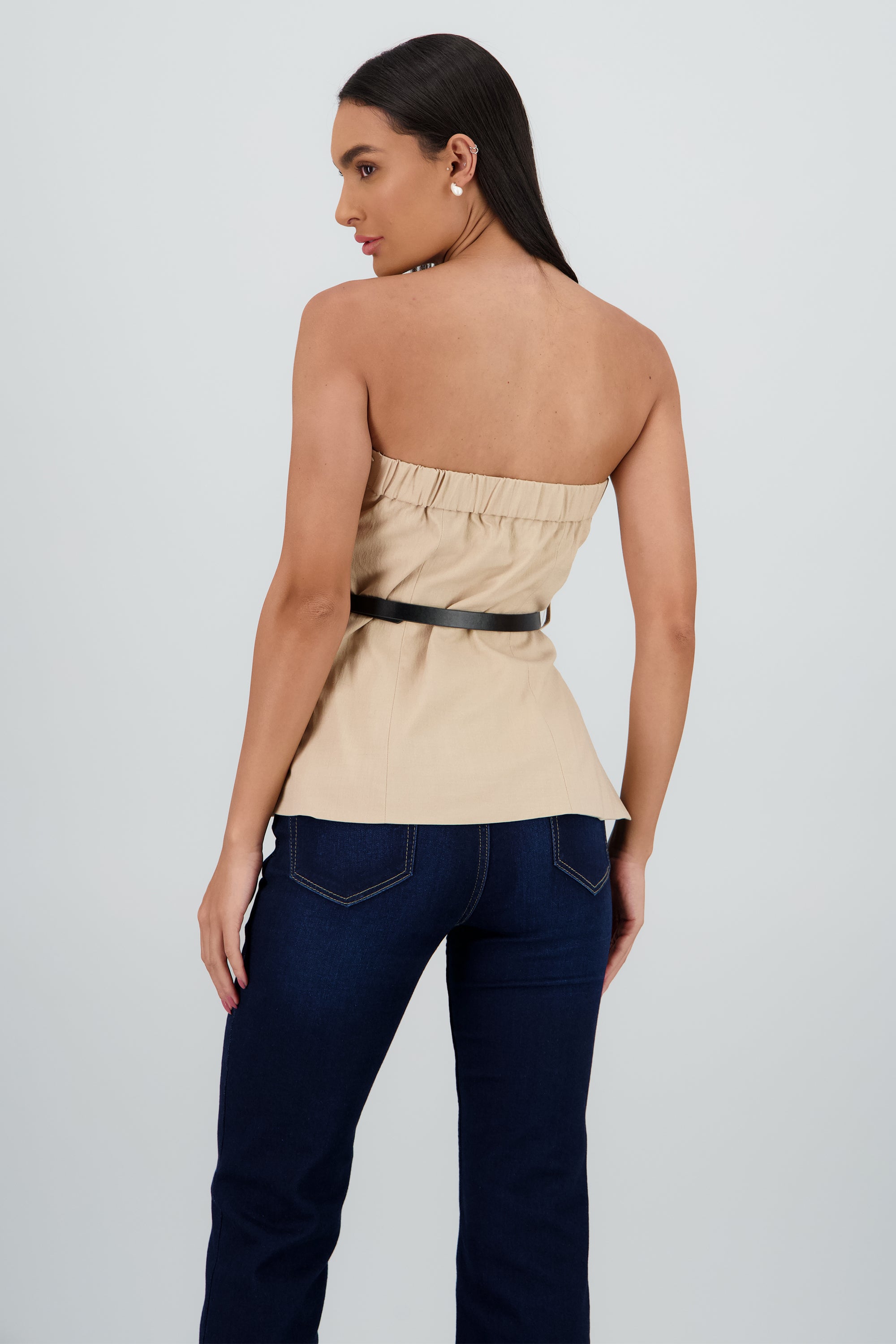 Top strapples detalle cinturon BEIGE