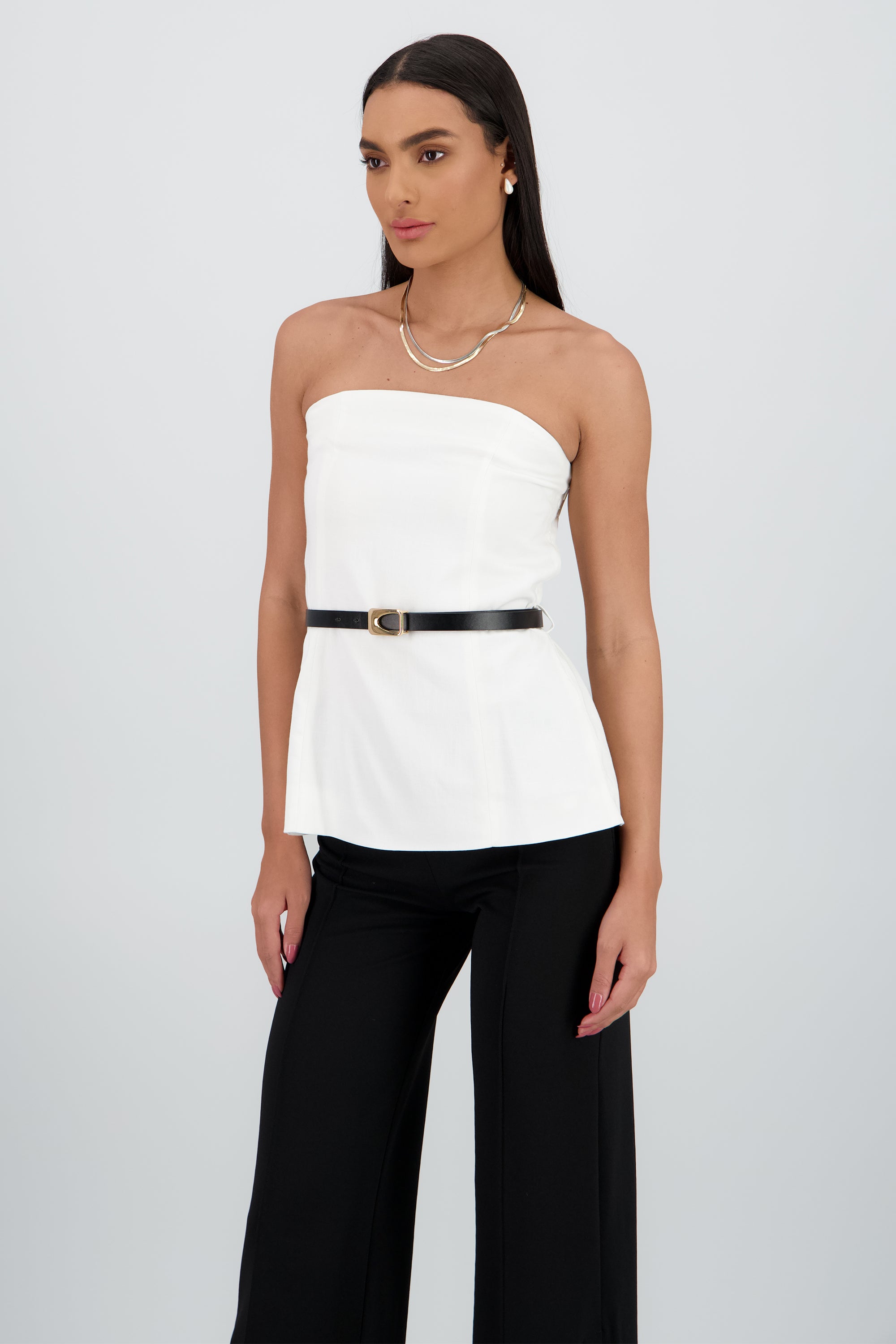 Top strapples detalle cinturon BLANCO
