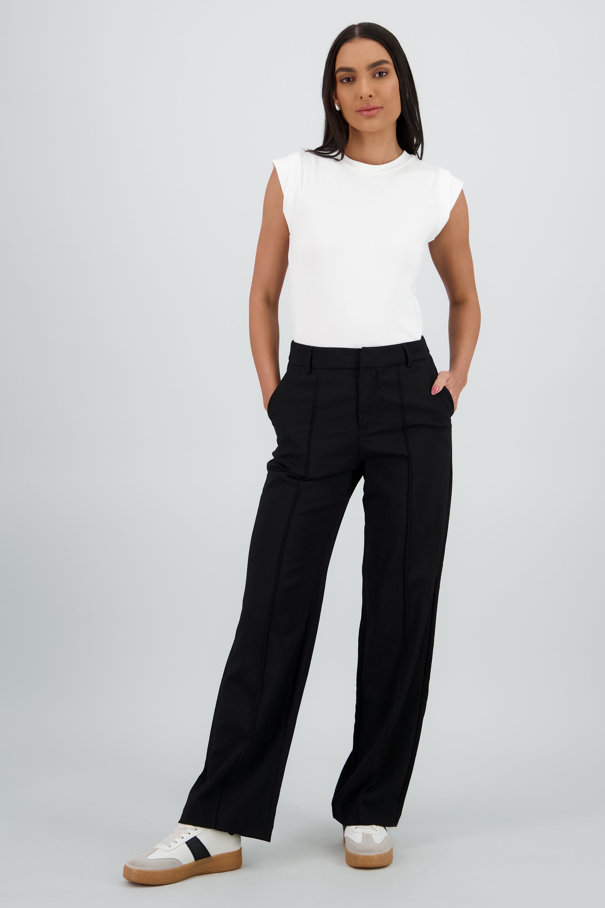 Pantalon fluido wide leg NEGRO