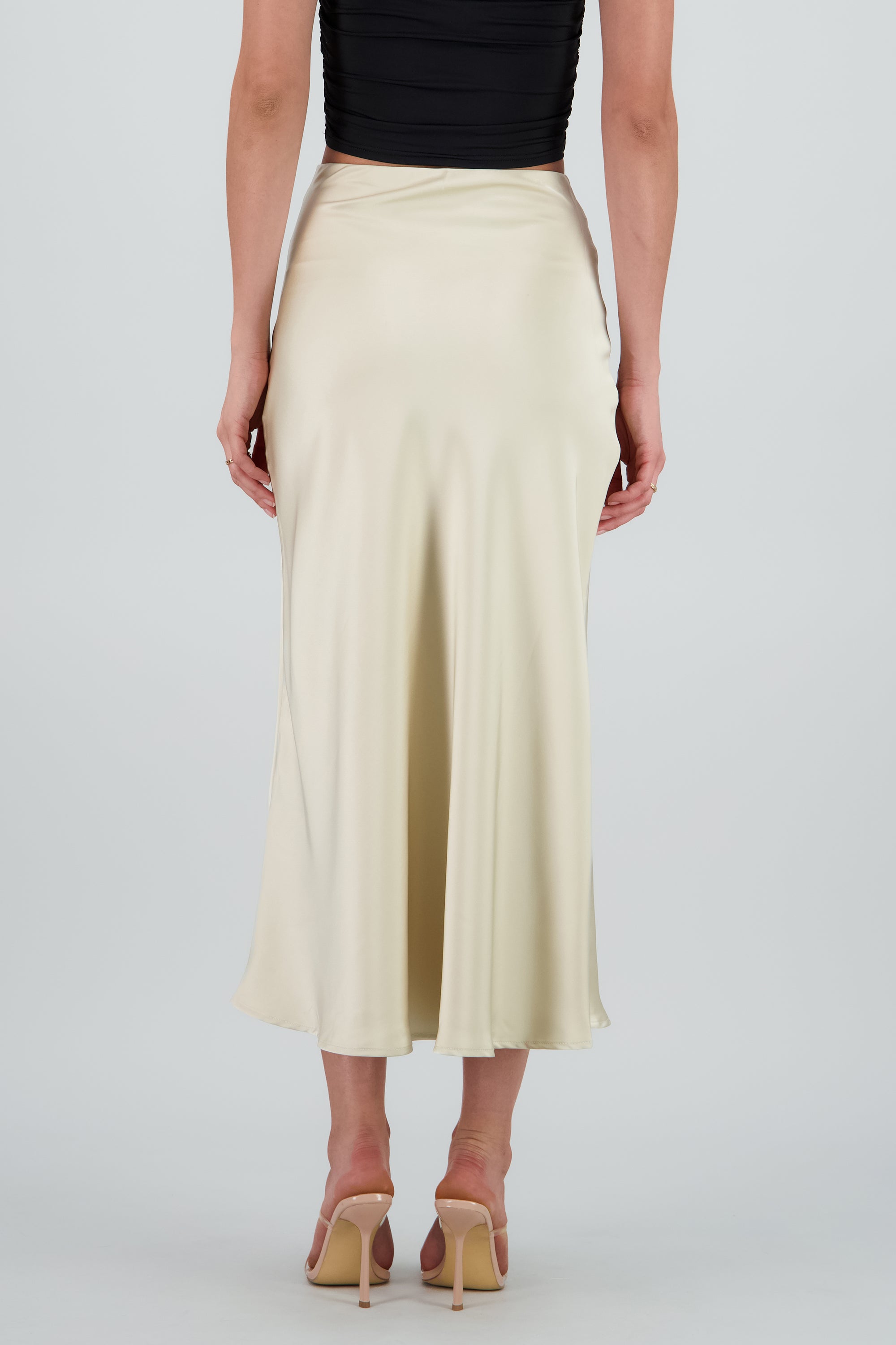 Falda maxi satin liso BEIGE