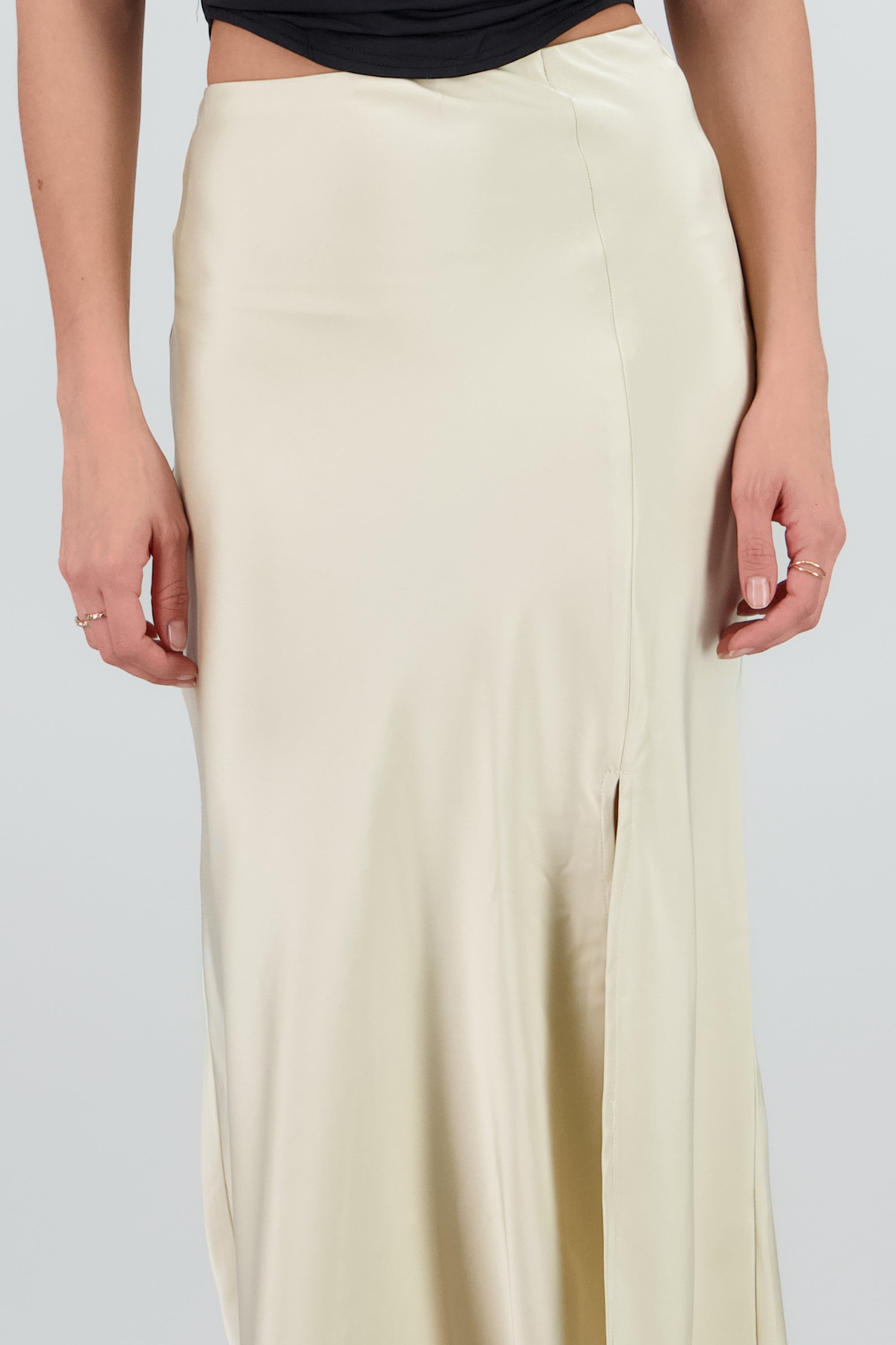 Falda maxi satin liso BEIGE