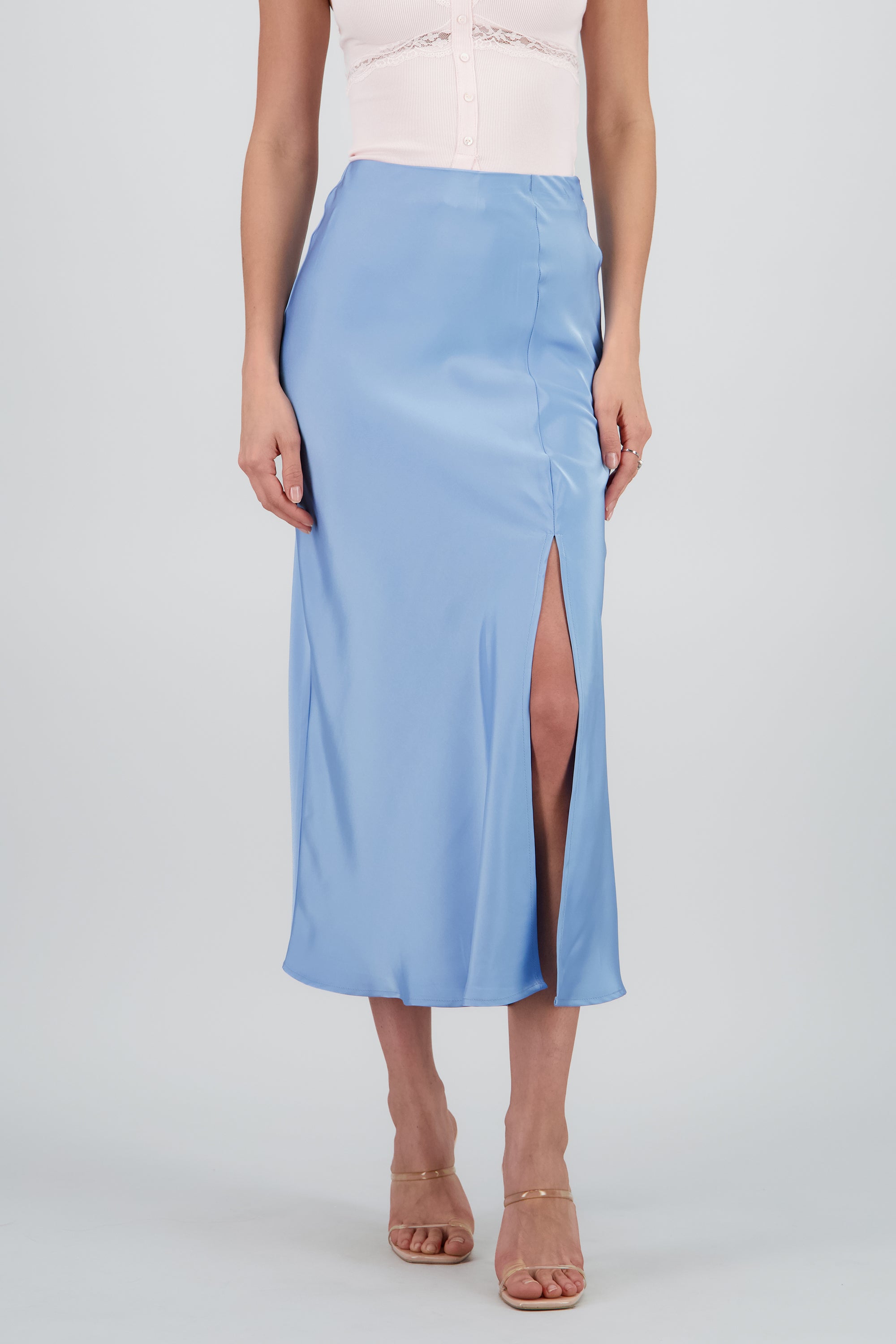 Falda maxi satin liso AZUL