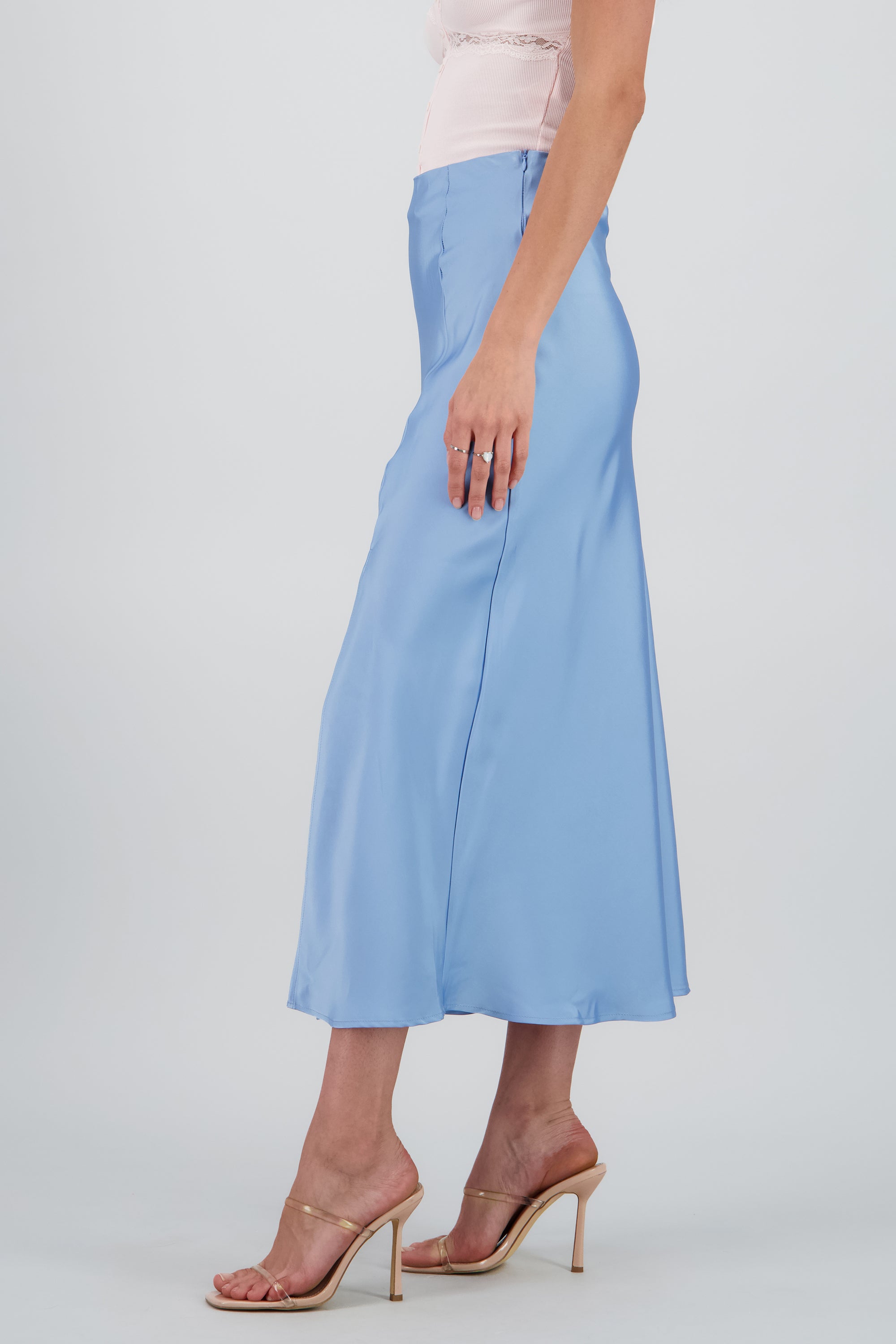 Falda maxi satin liso AZUL