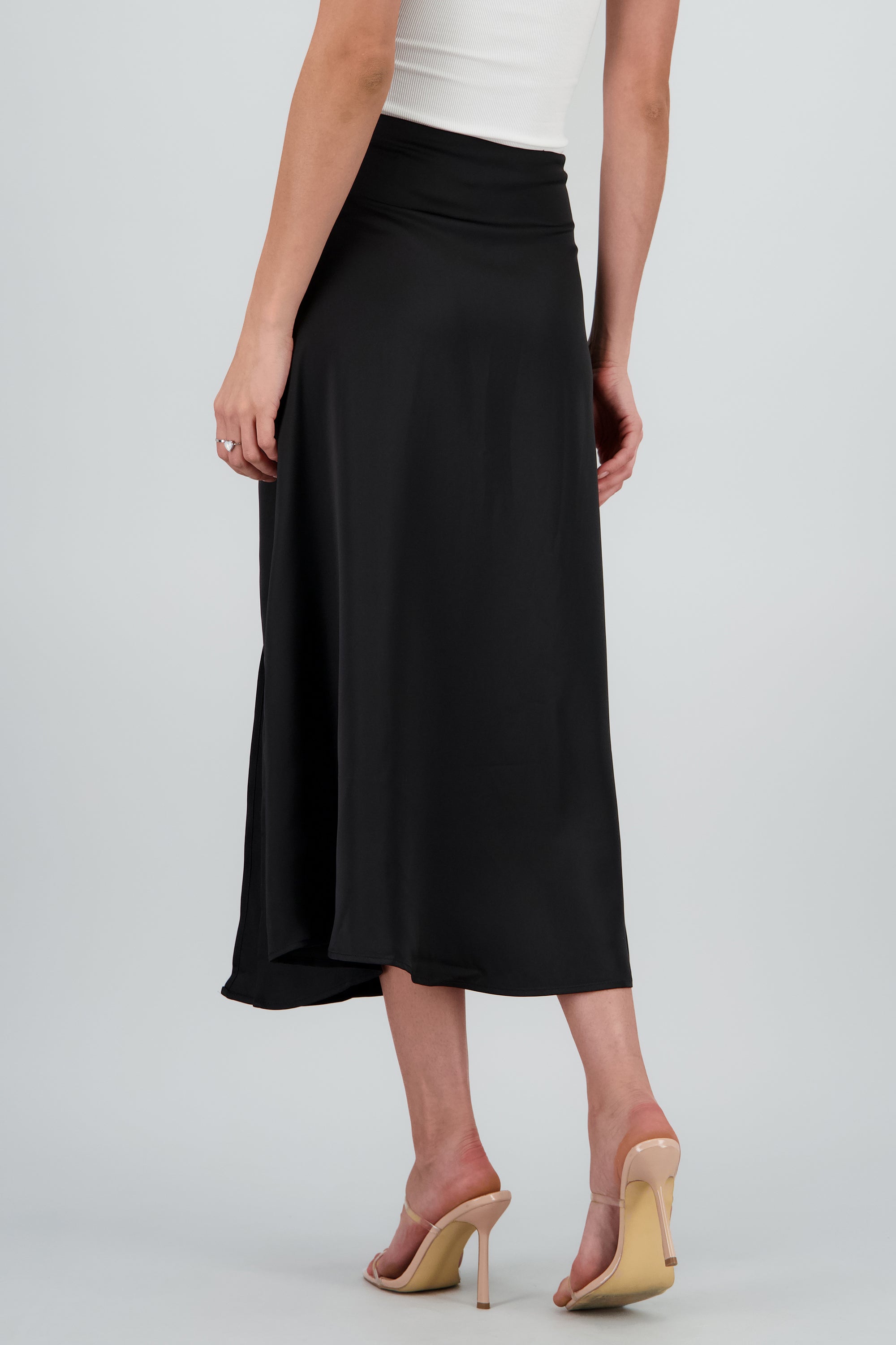 Falda maxi satin liso NEGRO