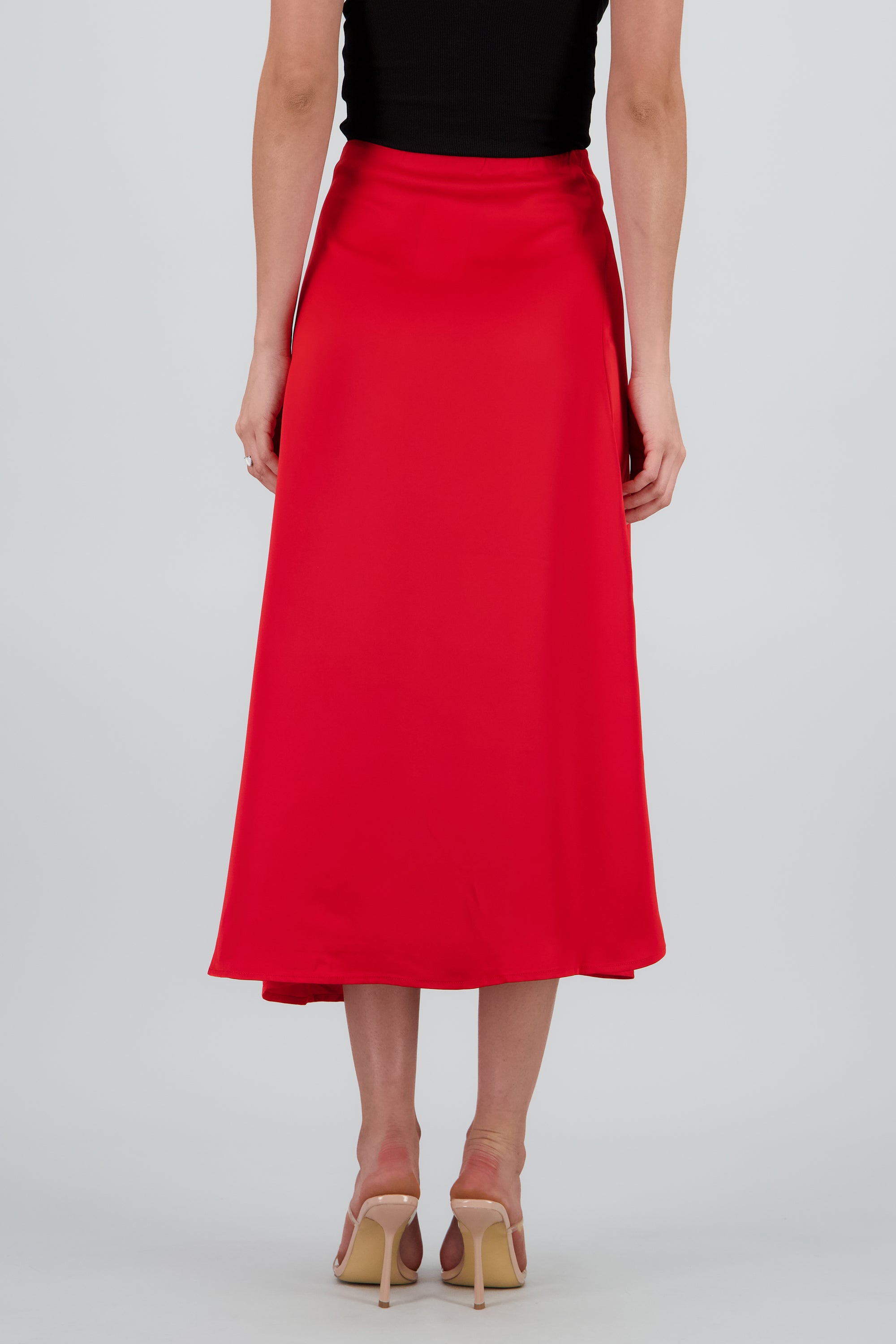 Falda maxi satin liso ROJO