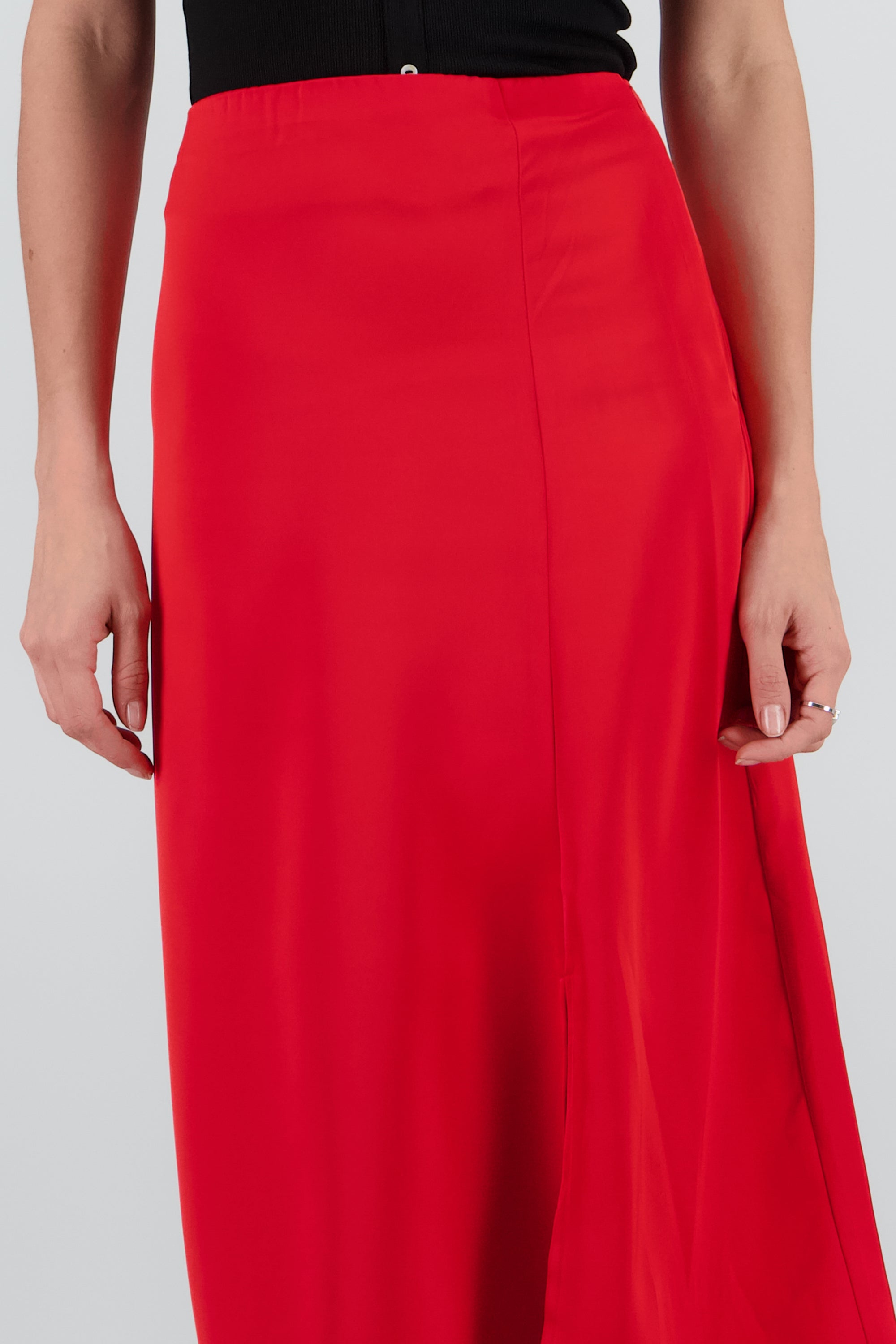 Falda maxi satin liso ROJO