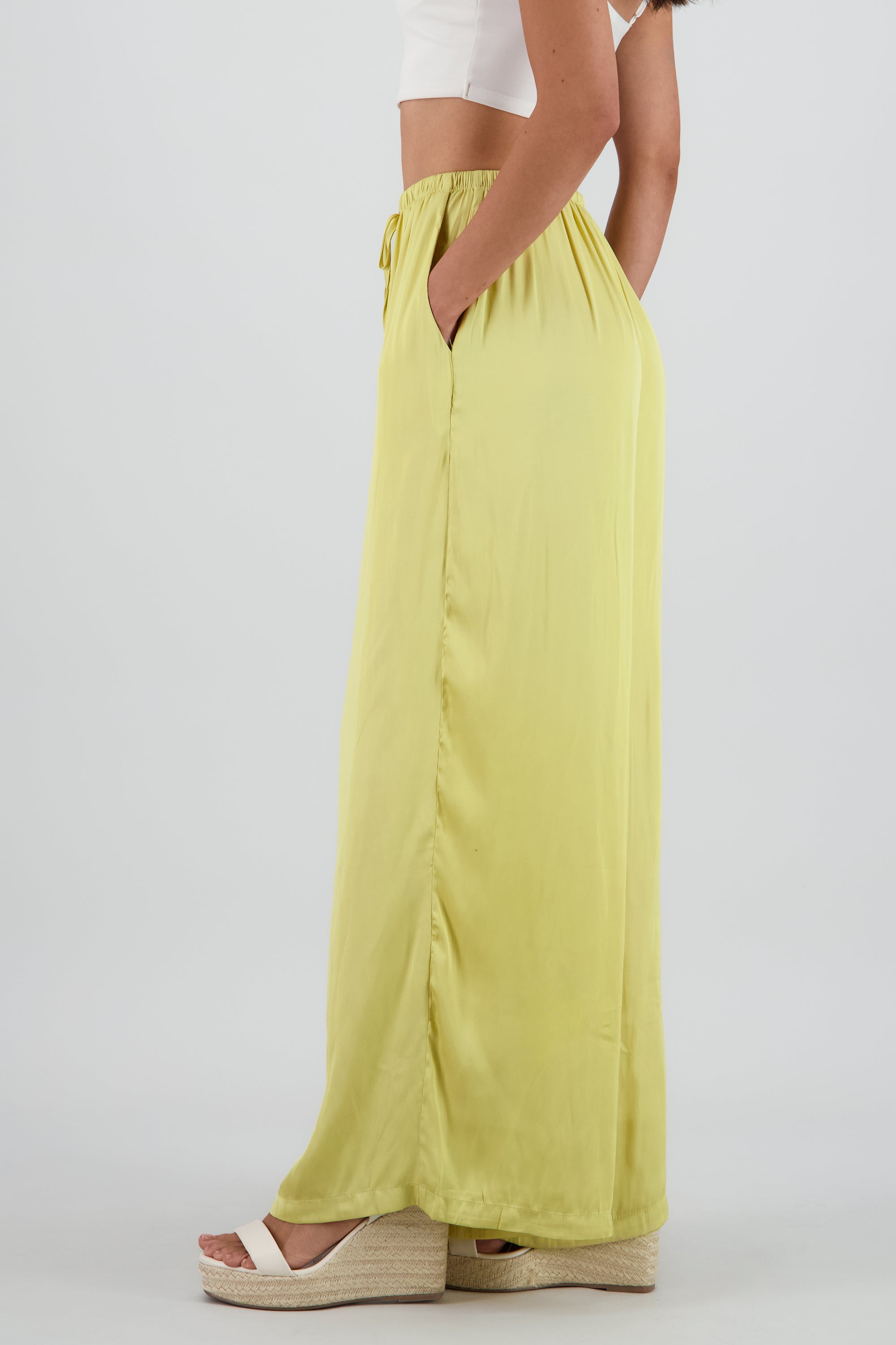 Pantalon fluido detalle jareta AMARILLO
