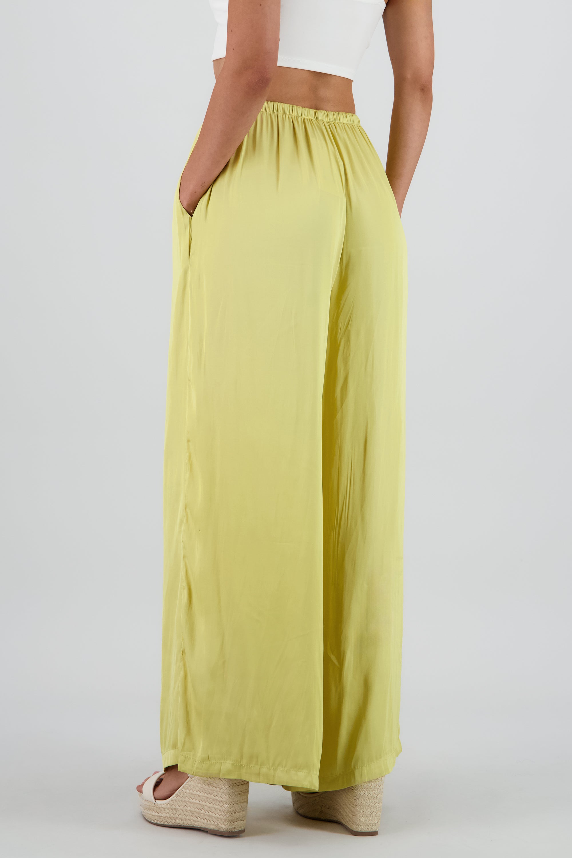Pantalon fluido detalle jareta AMARILLO