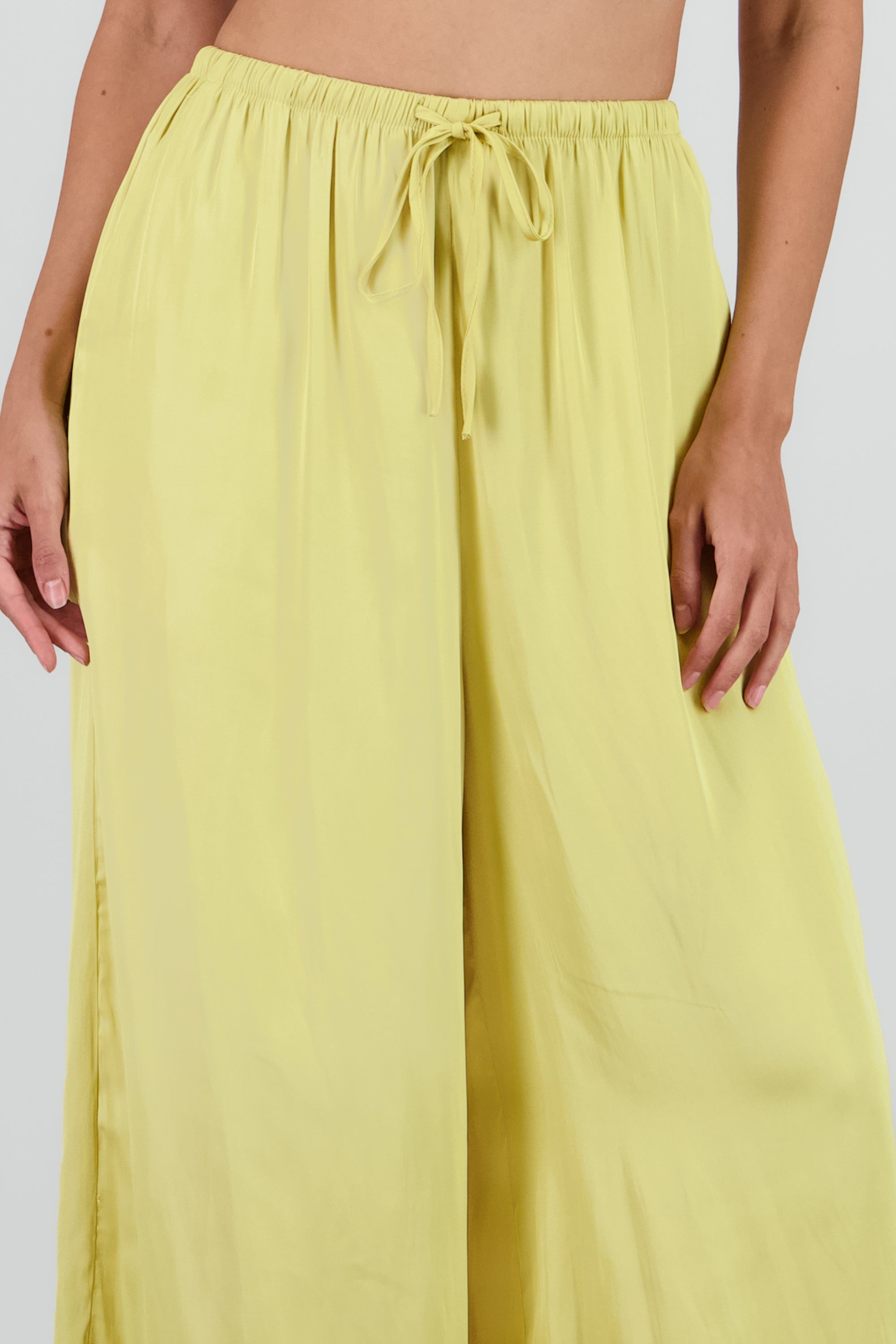 Pantalon fluido detalle jareta AMARILLO