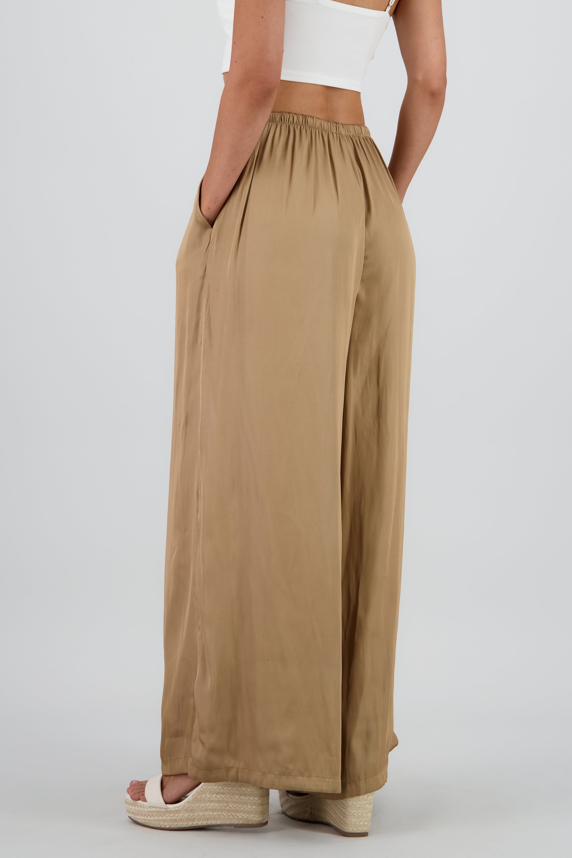 Pantalon fluido detalle jareta BEIGE