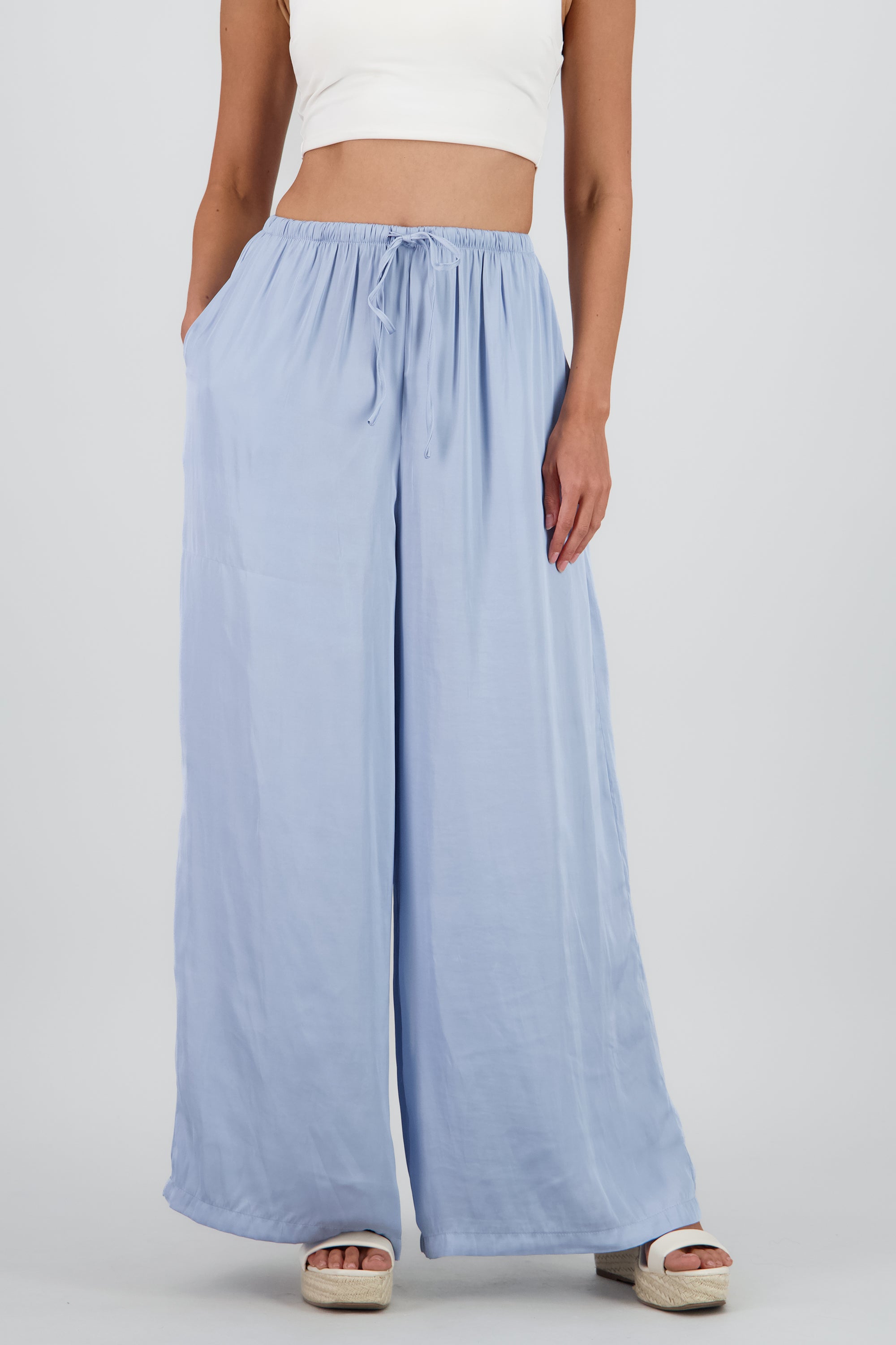 Pantalon fluido detalle jareta AZUL