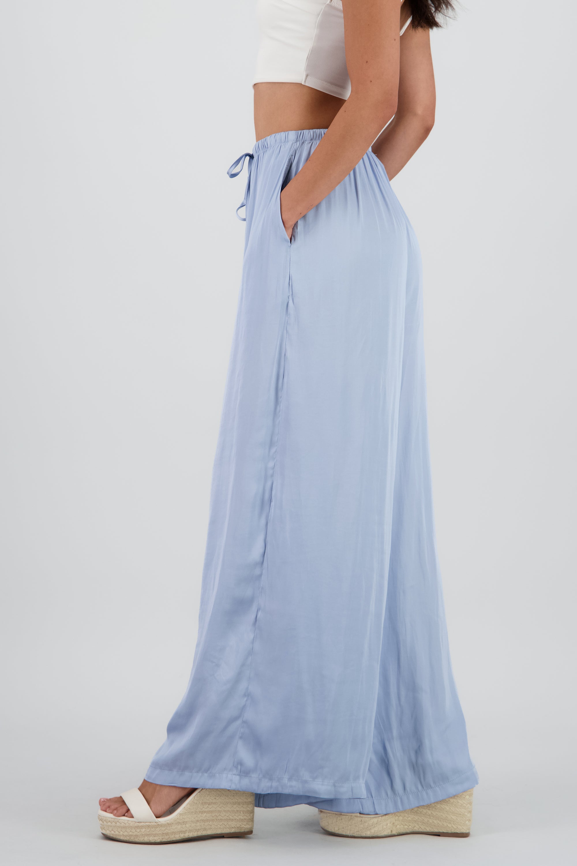 Pantalon fluido detalle jareta AZUL