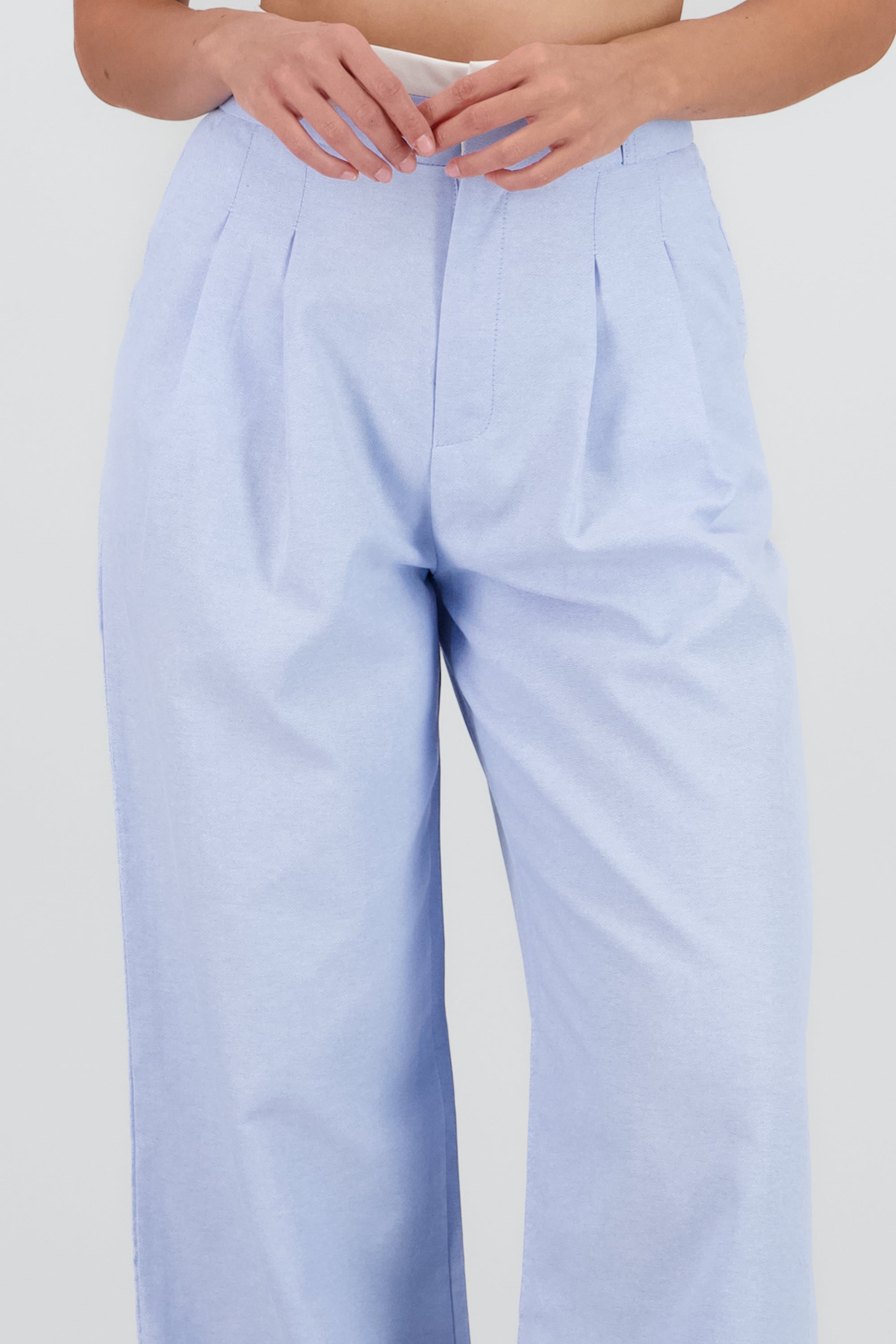 Pantalon recto detalle contraste pretina AZUL