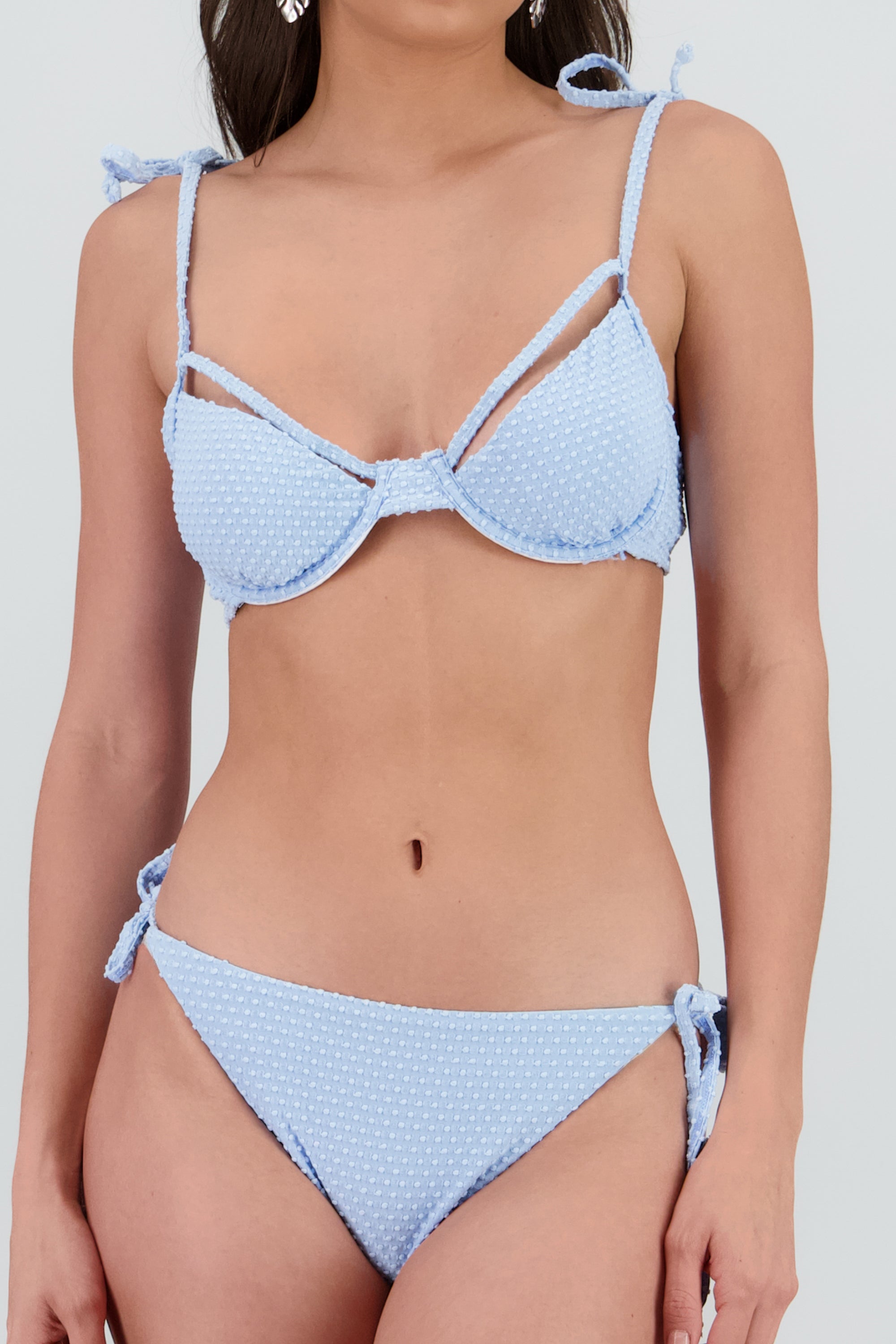 Bikini textura varilla AZUL CIELO