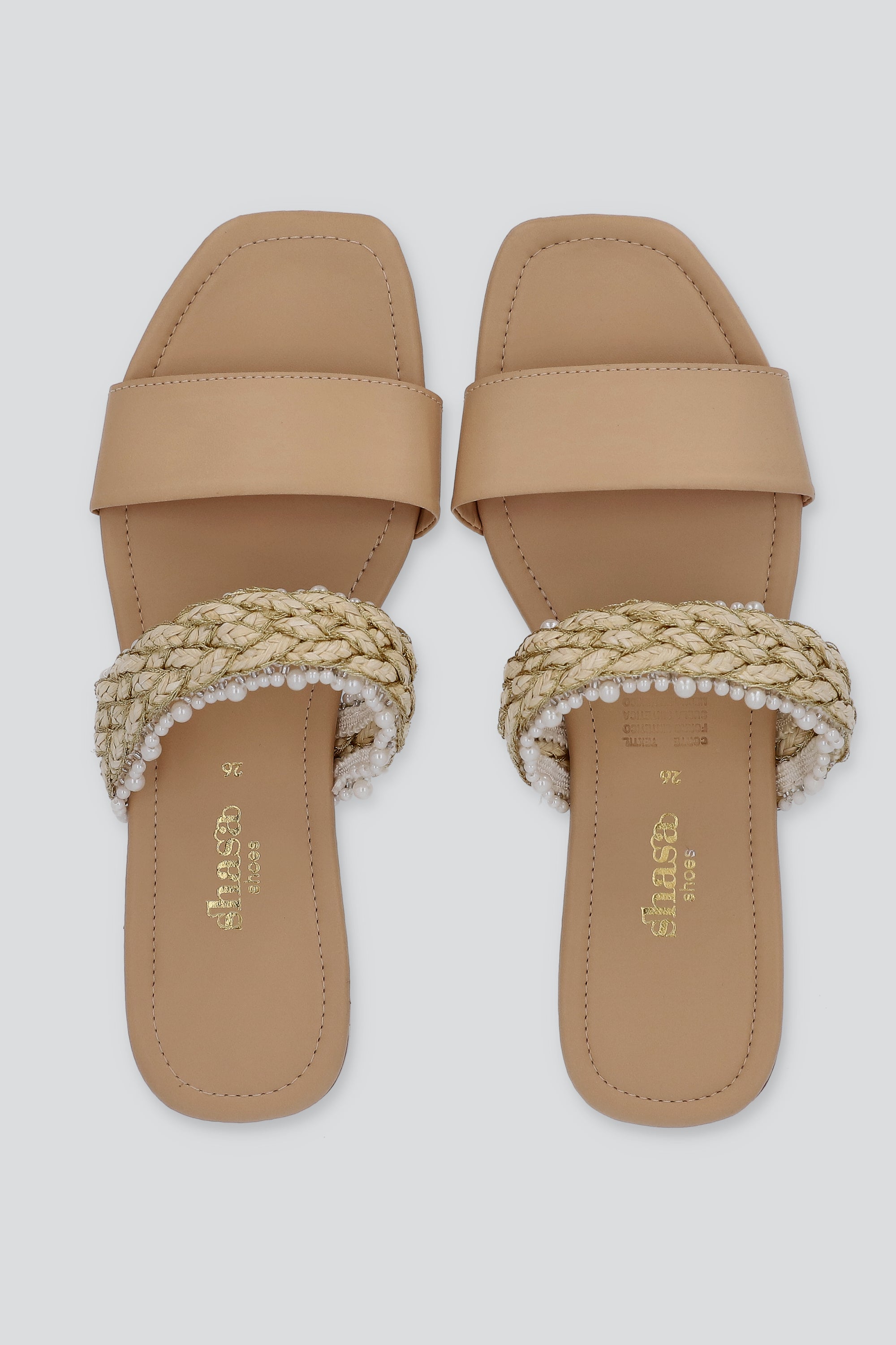 Sandalia tira trenzada brillos BLUSH