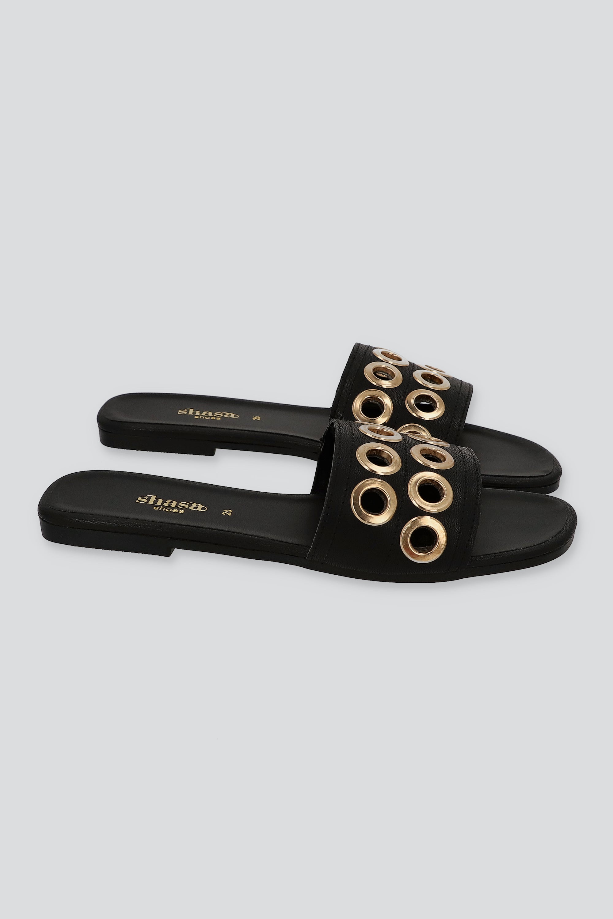 Sandalia tira acnha eyelets NEGRO