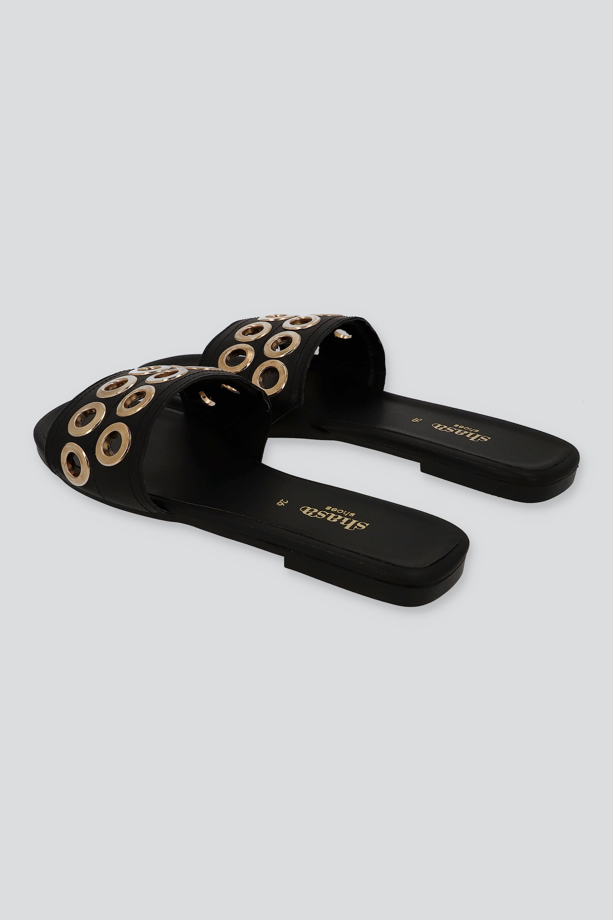 Sandalia tira acnha eyelets NEGRO