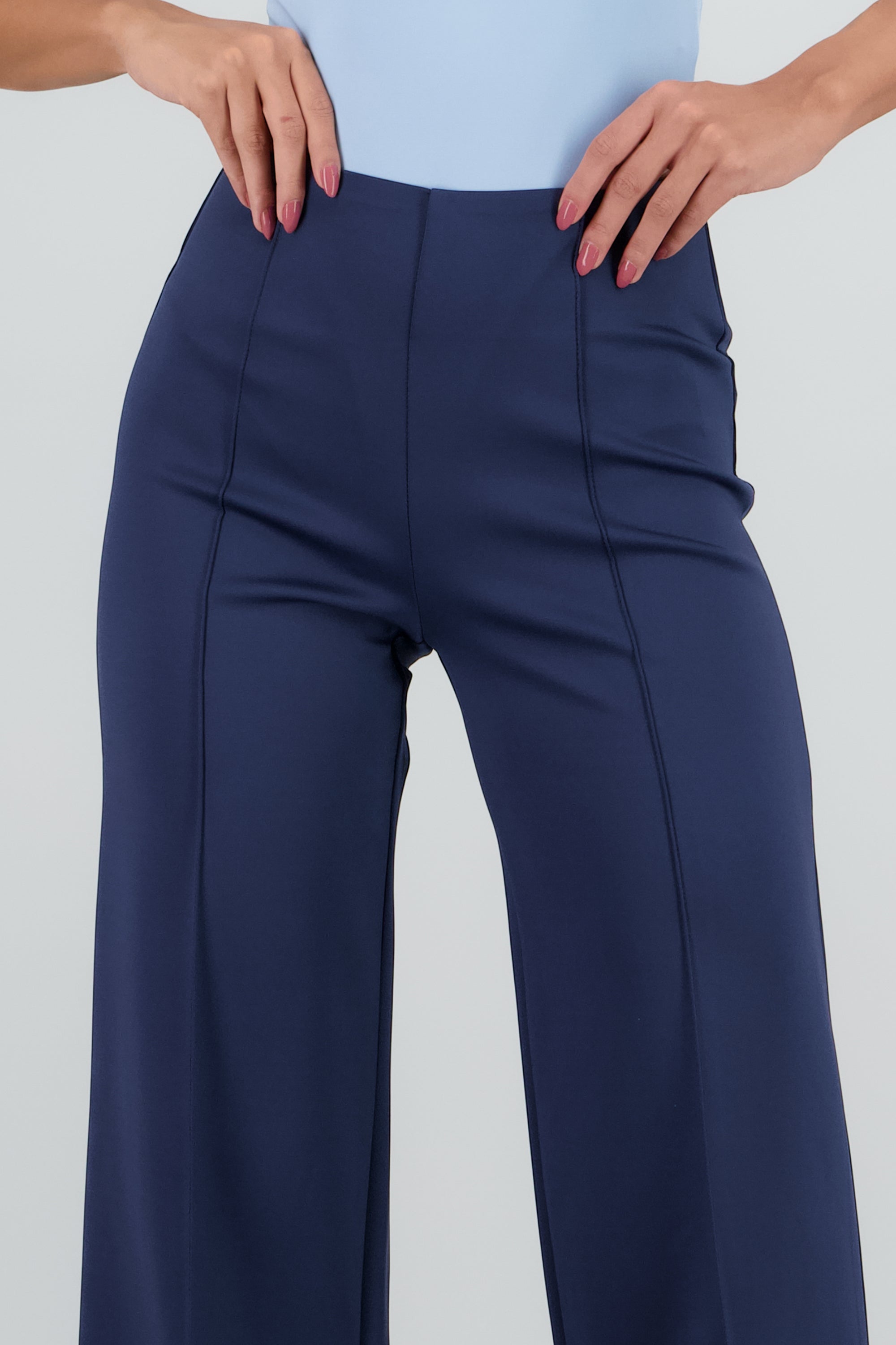 Pantalon recto detalle costura AZUL