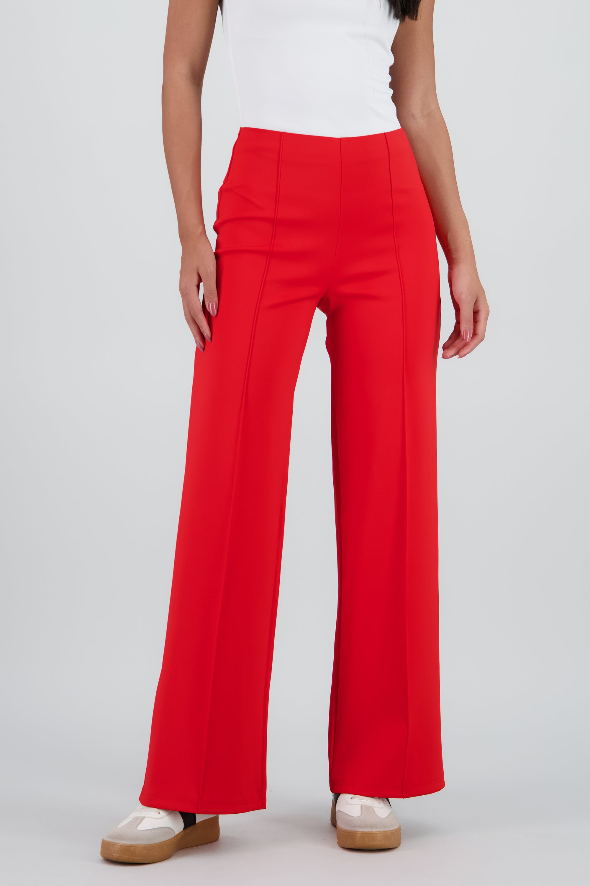 Pantalon recto detalle costura ROJO