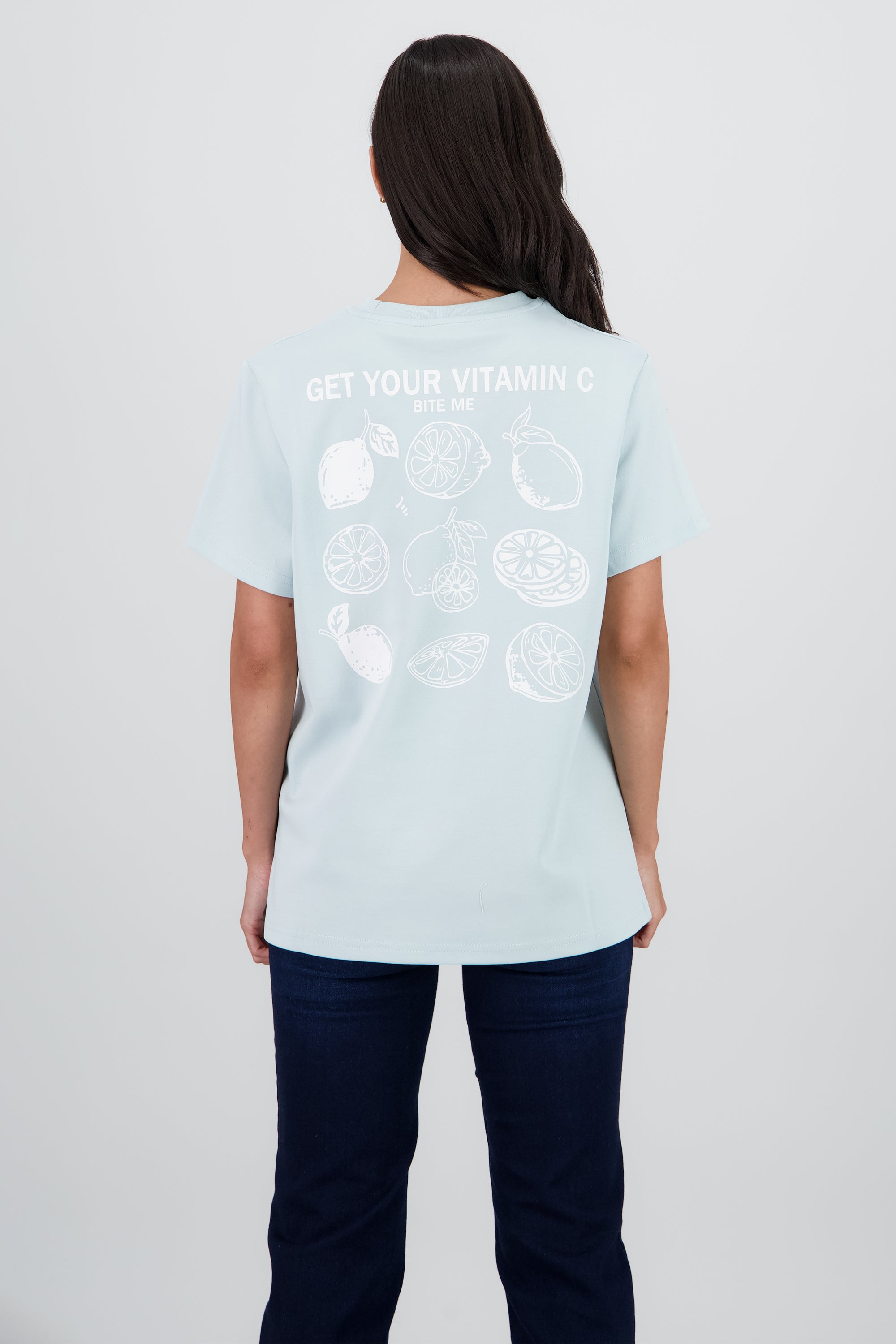 Playera manga corta estampado vitamin AZUL