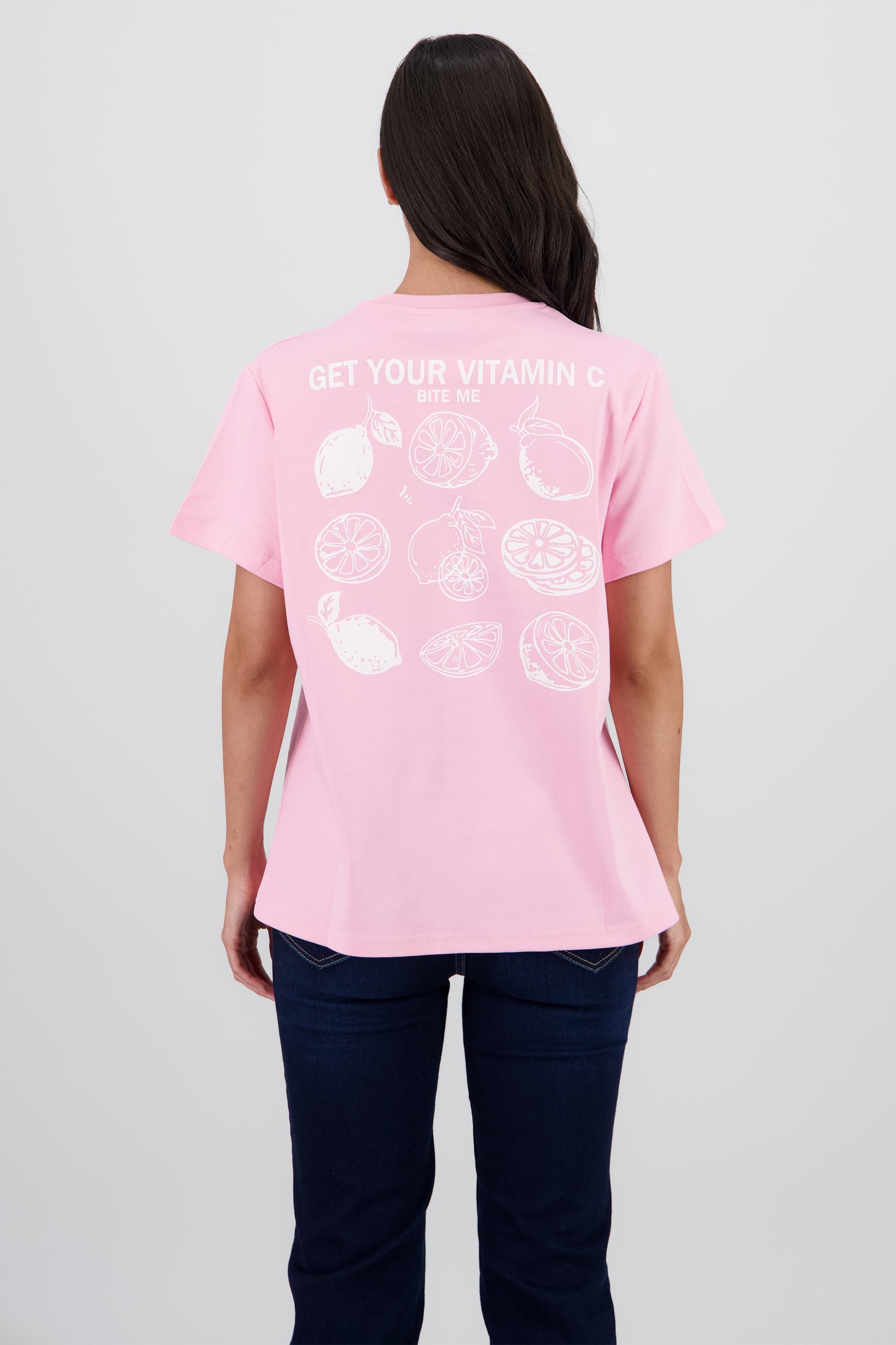 Playera manga corta estampado vitamin ROSA