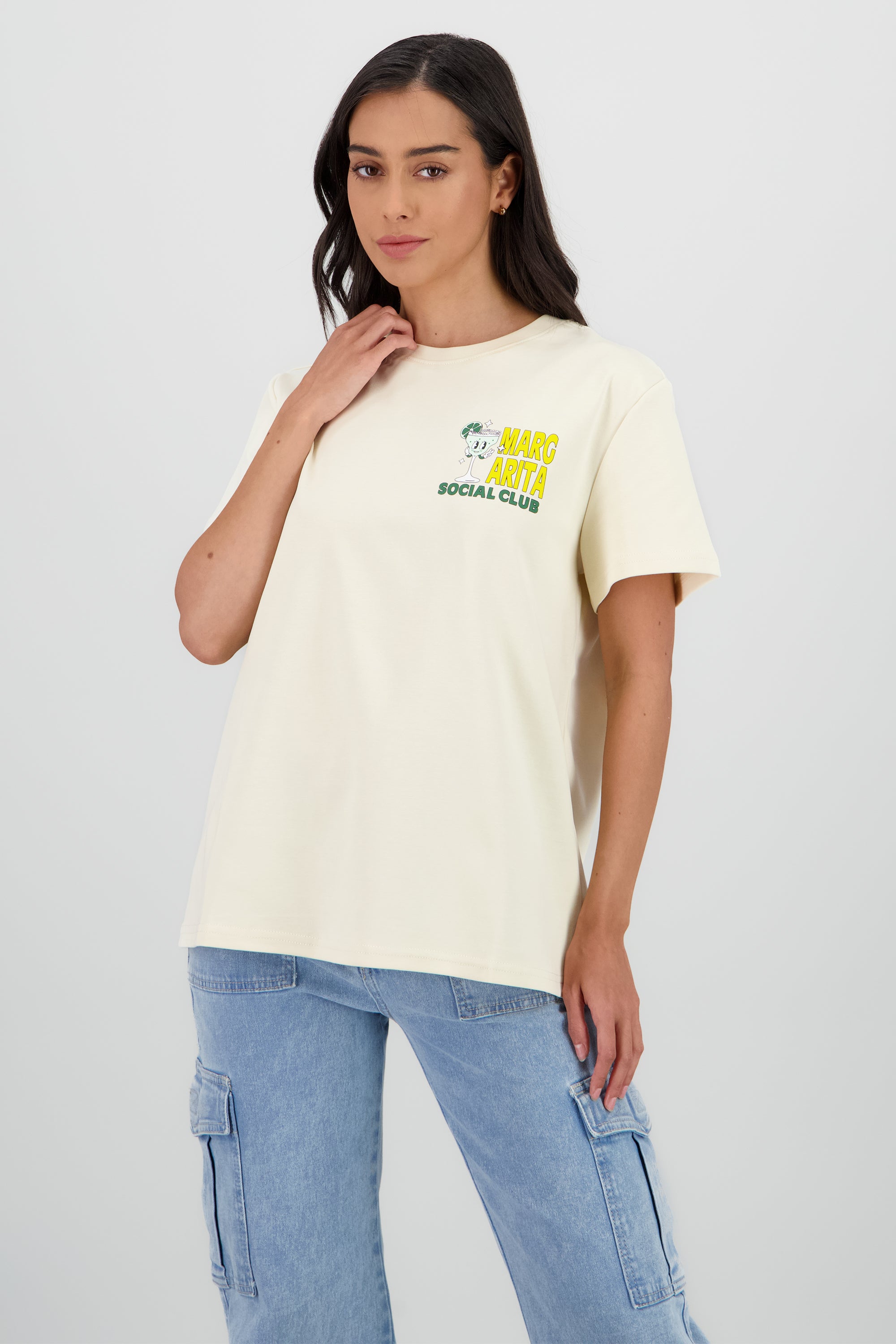Playera oversize estampado margarita BEIGE