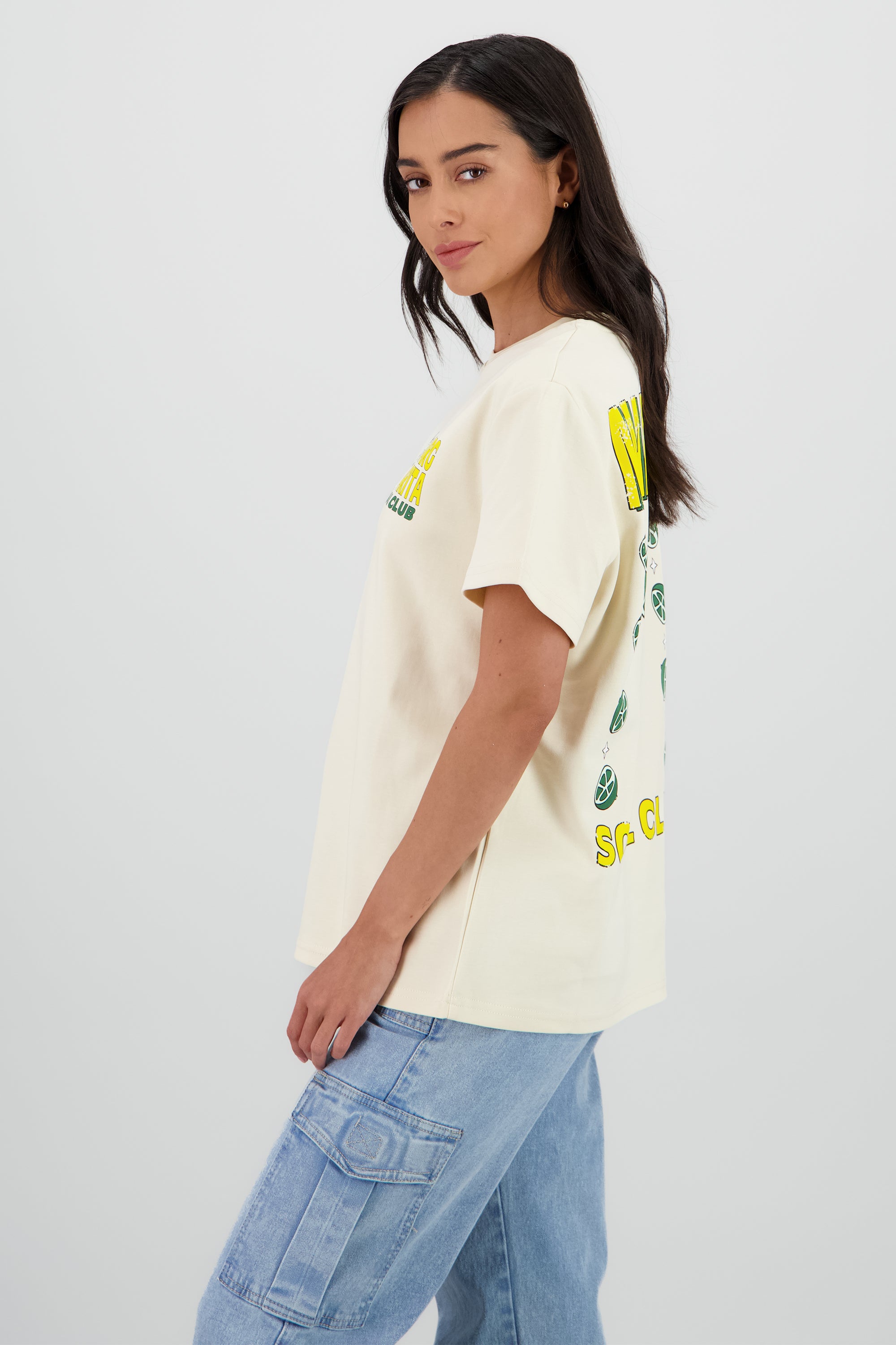 Playera oversize estampado margarita BEIGE