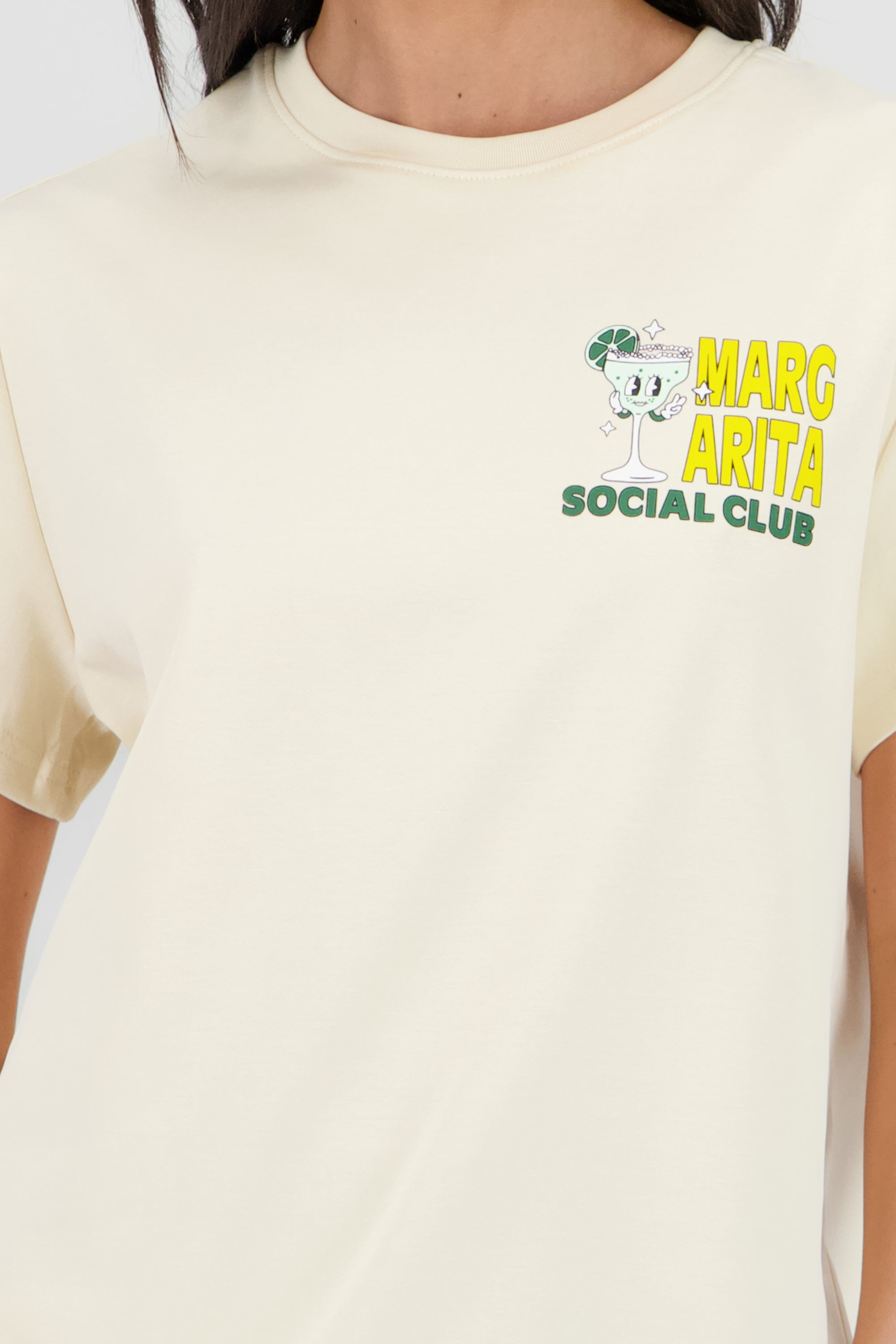 Playera oversize estampado margarita BEIGE