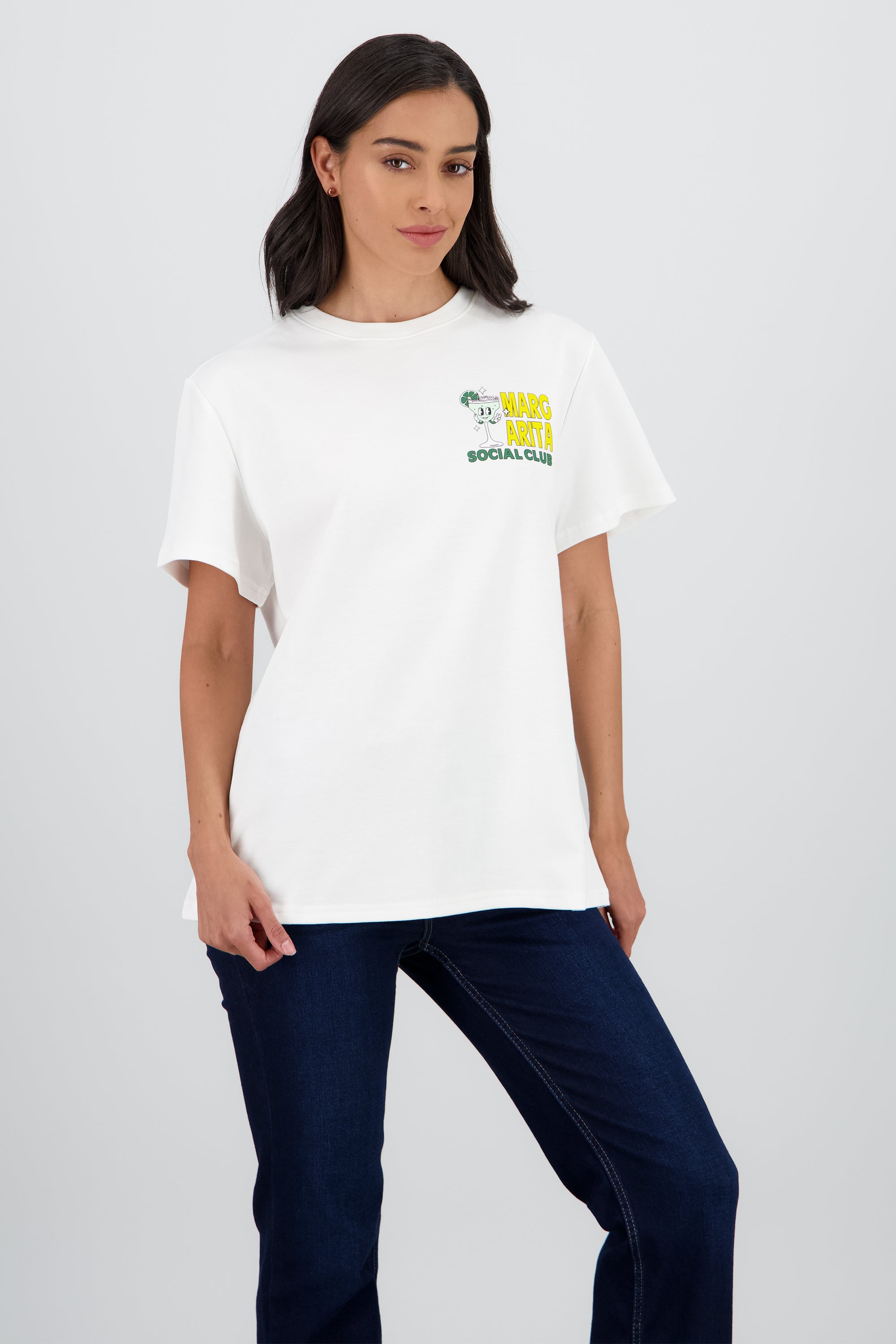 Playera oversize estampado margarita BLANCO