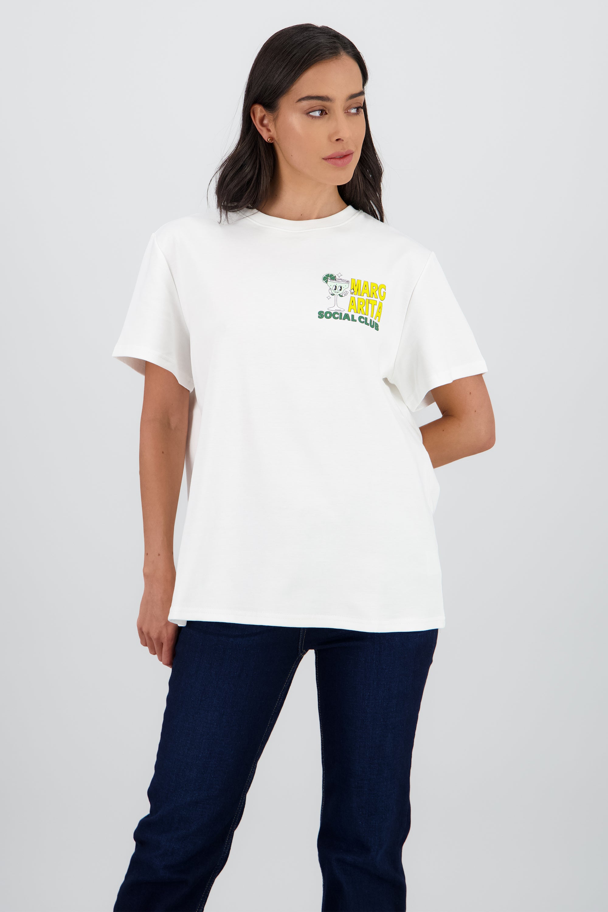 Playera oversize estampado margarita BLANCO