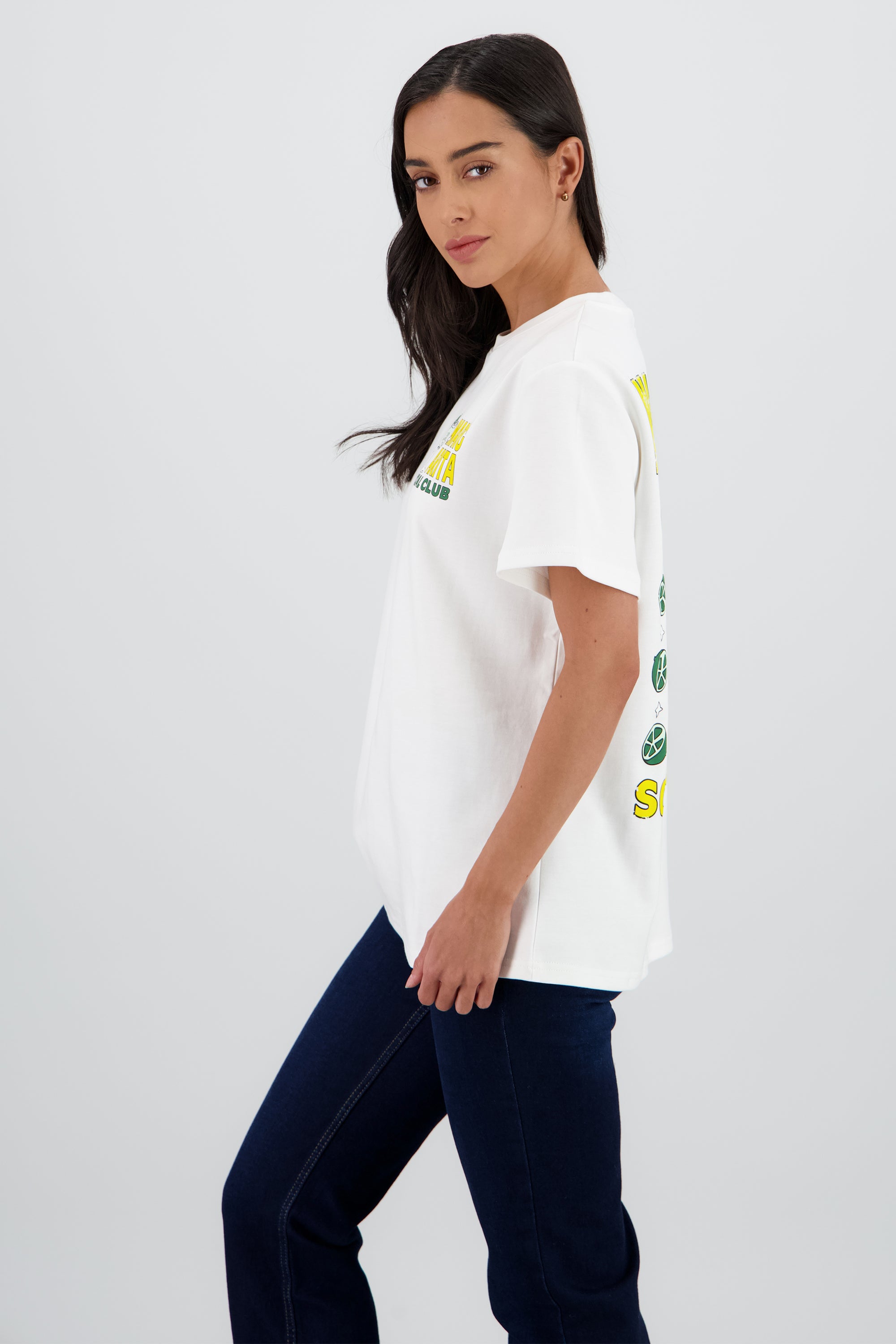 Playera oversize estampado margarita BLANCO