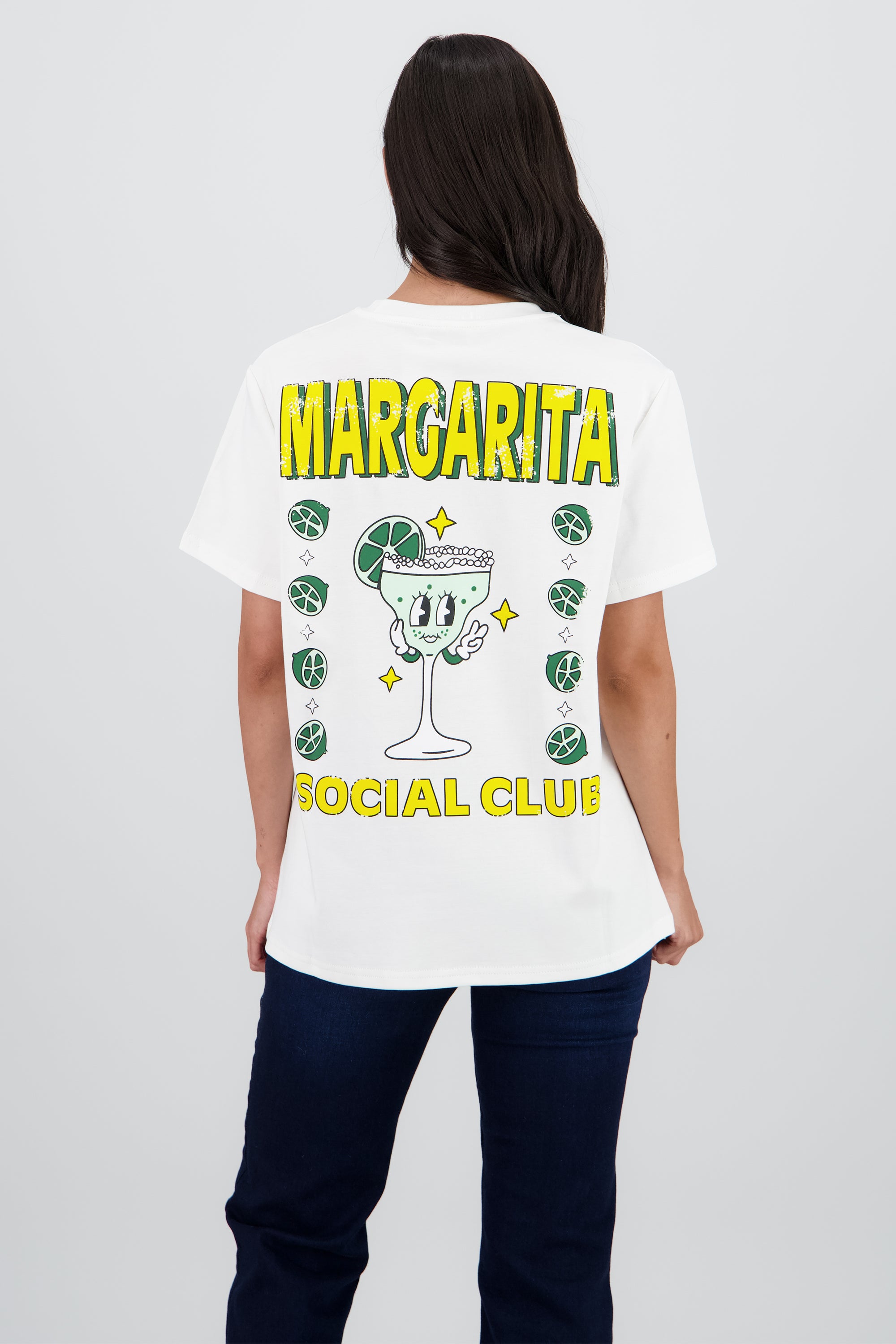 Playera oversize estampado margarita BLANCO