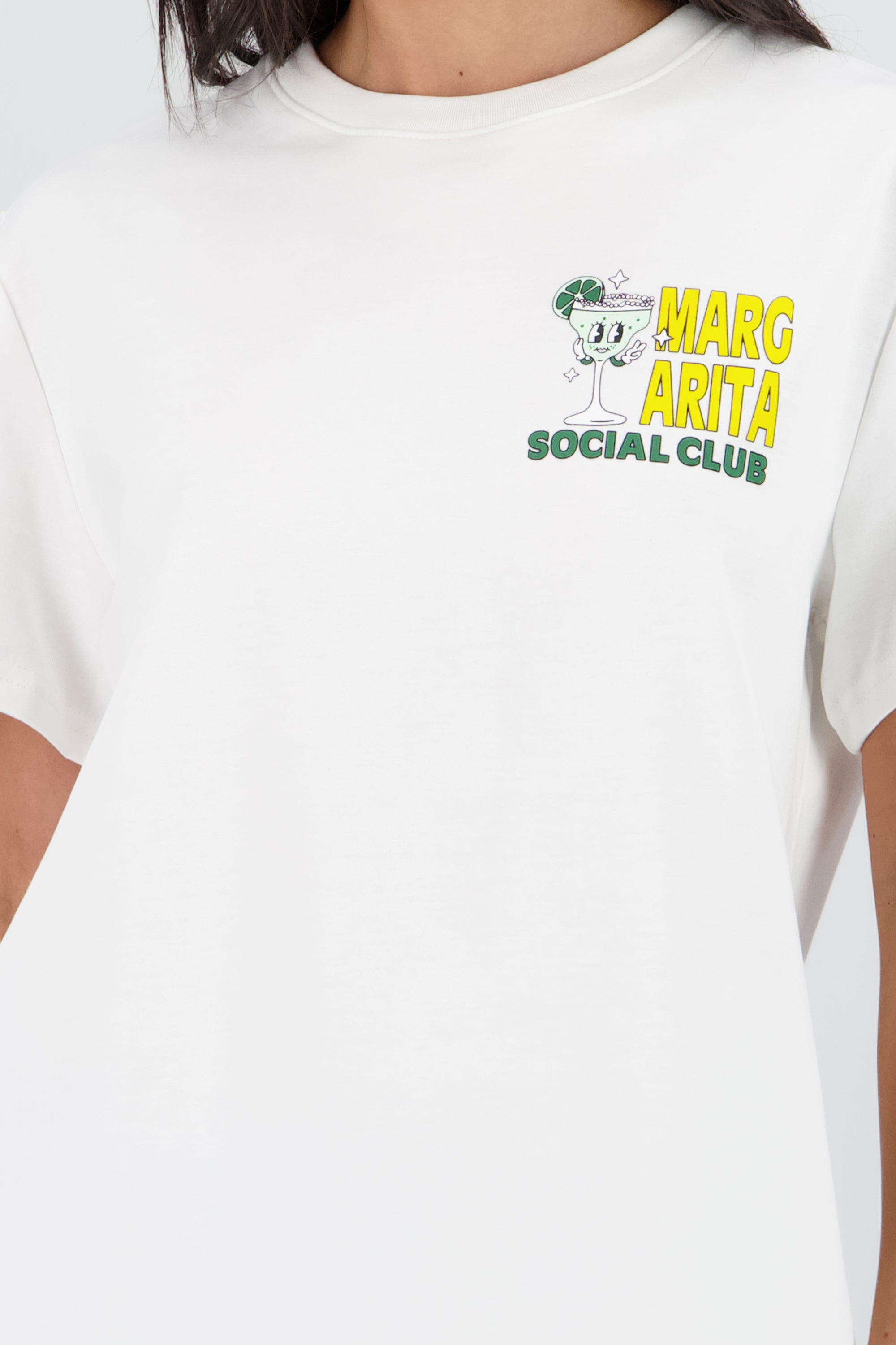 Playera oversize estampado margarita BLANCO