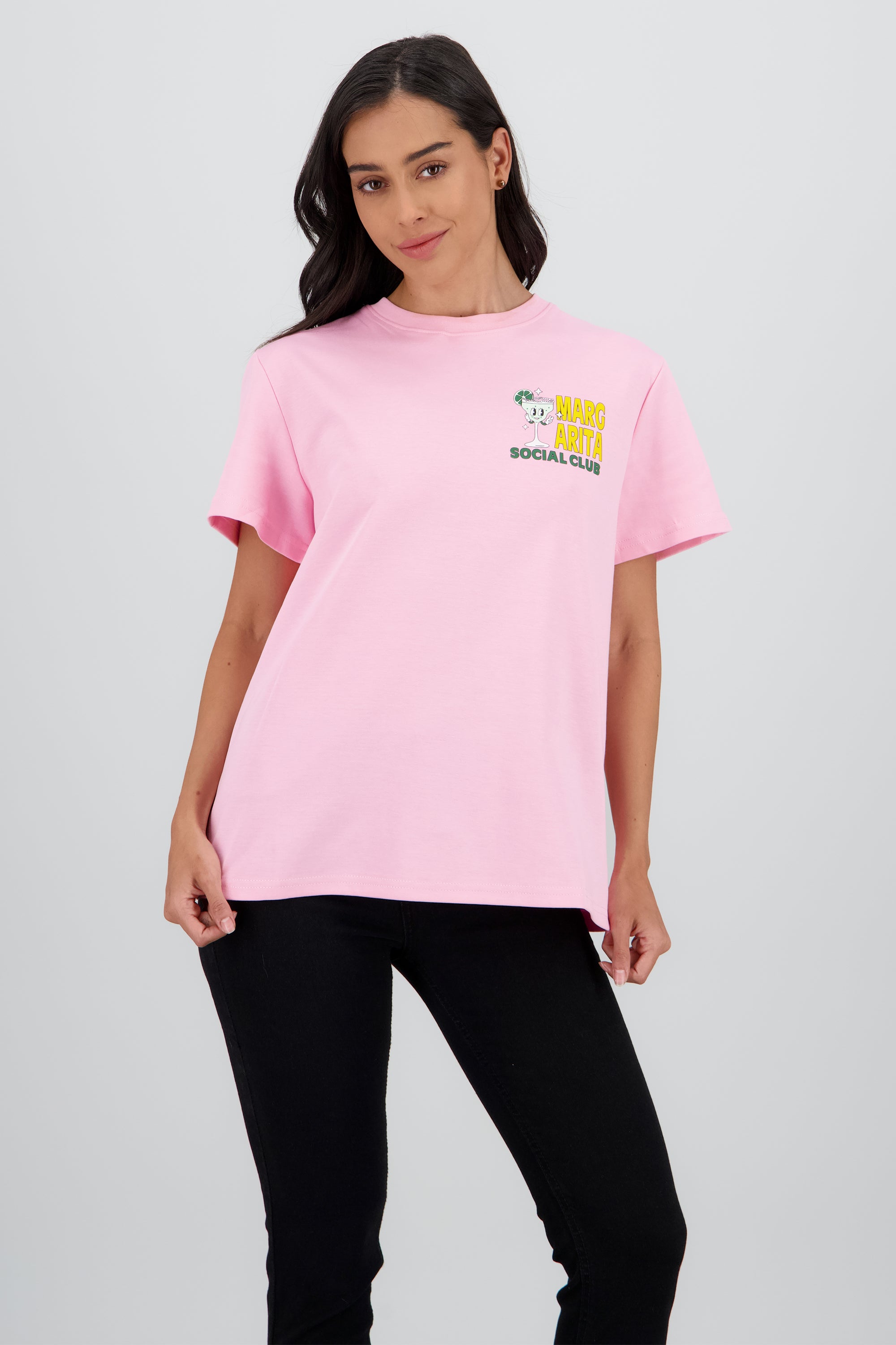 Playera oversize estampado margarita ROSA