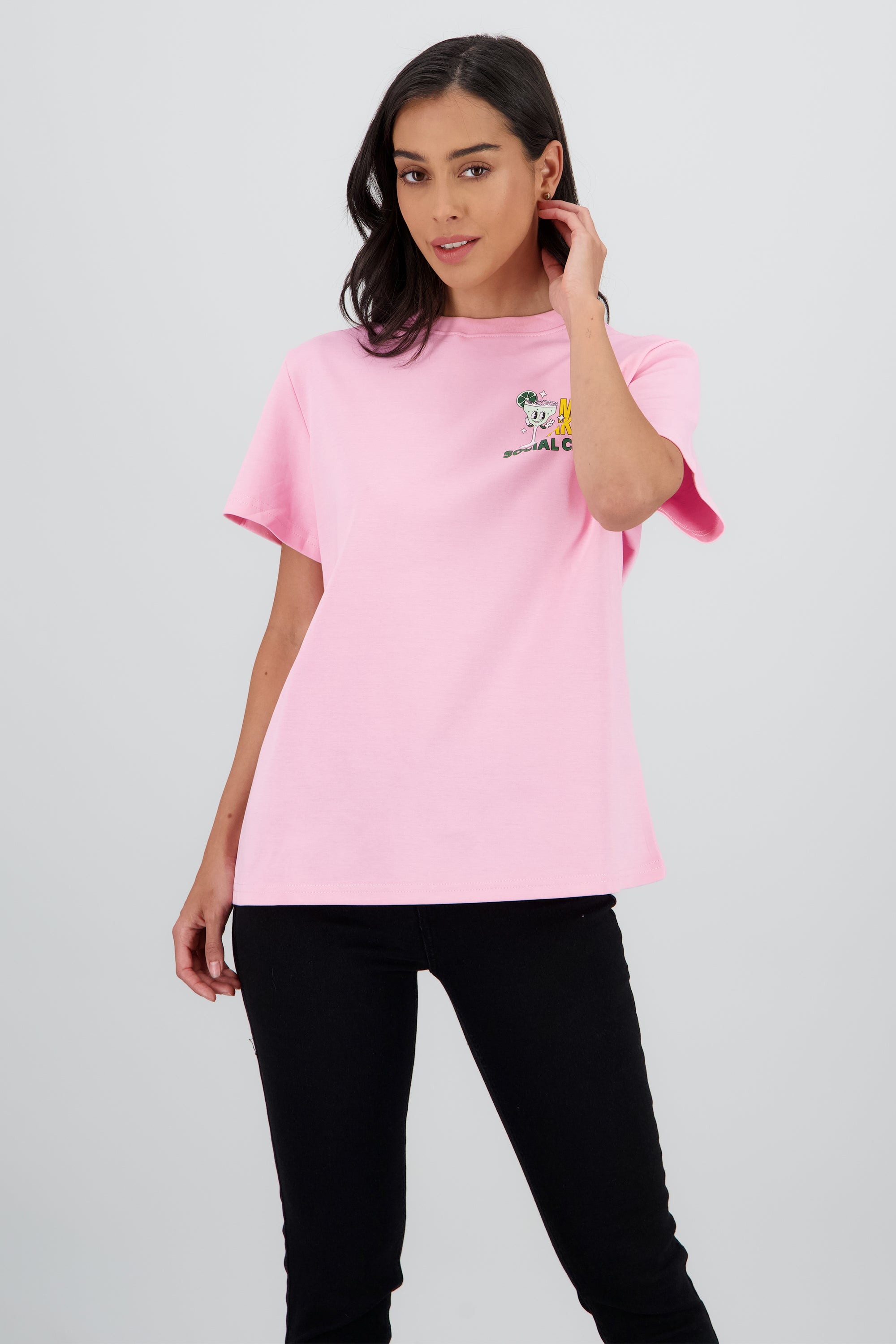 Playera oversize estampado margarita ROSA
