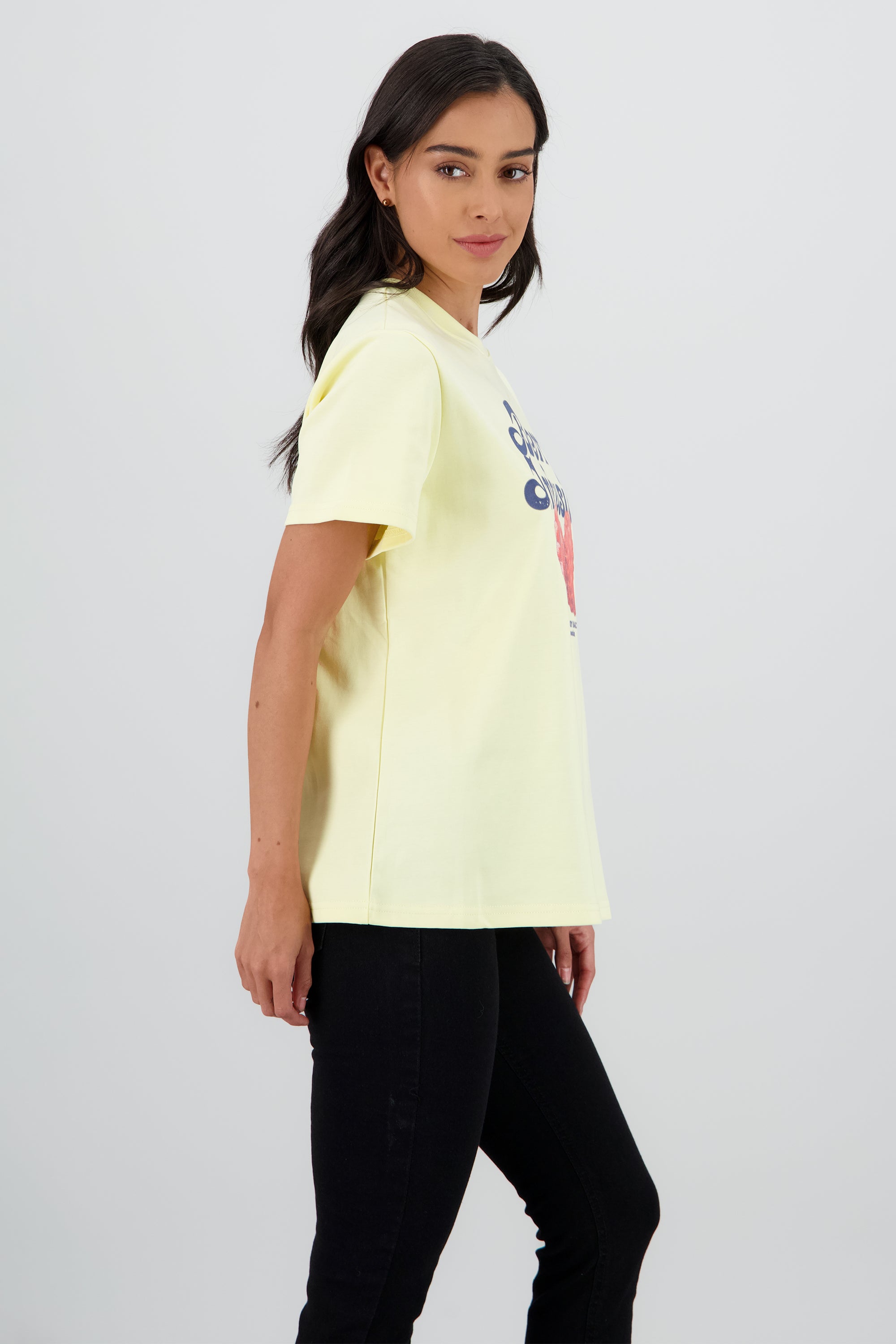 Playera manga corta estampado frutas AMARILLO