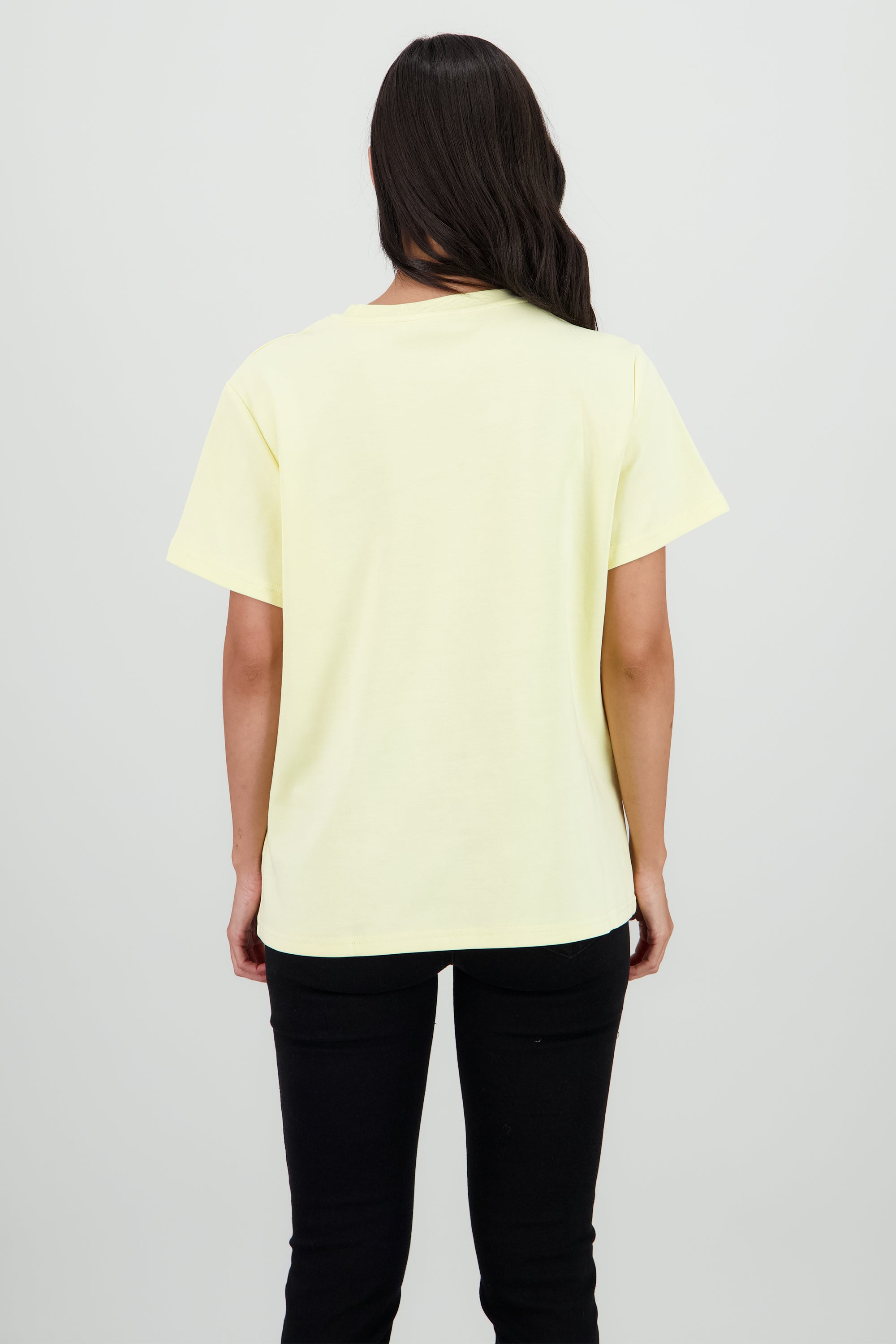 Playera manga corta estampado frutas AMARILLO