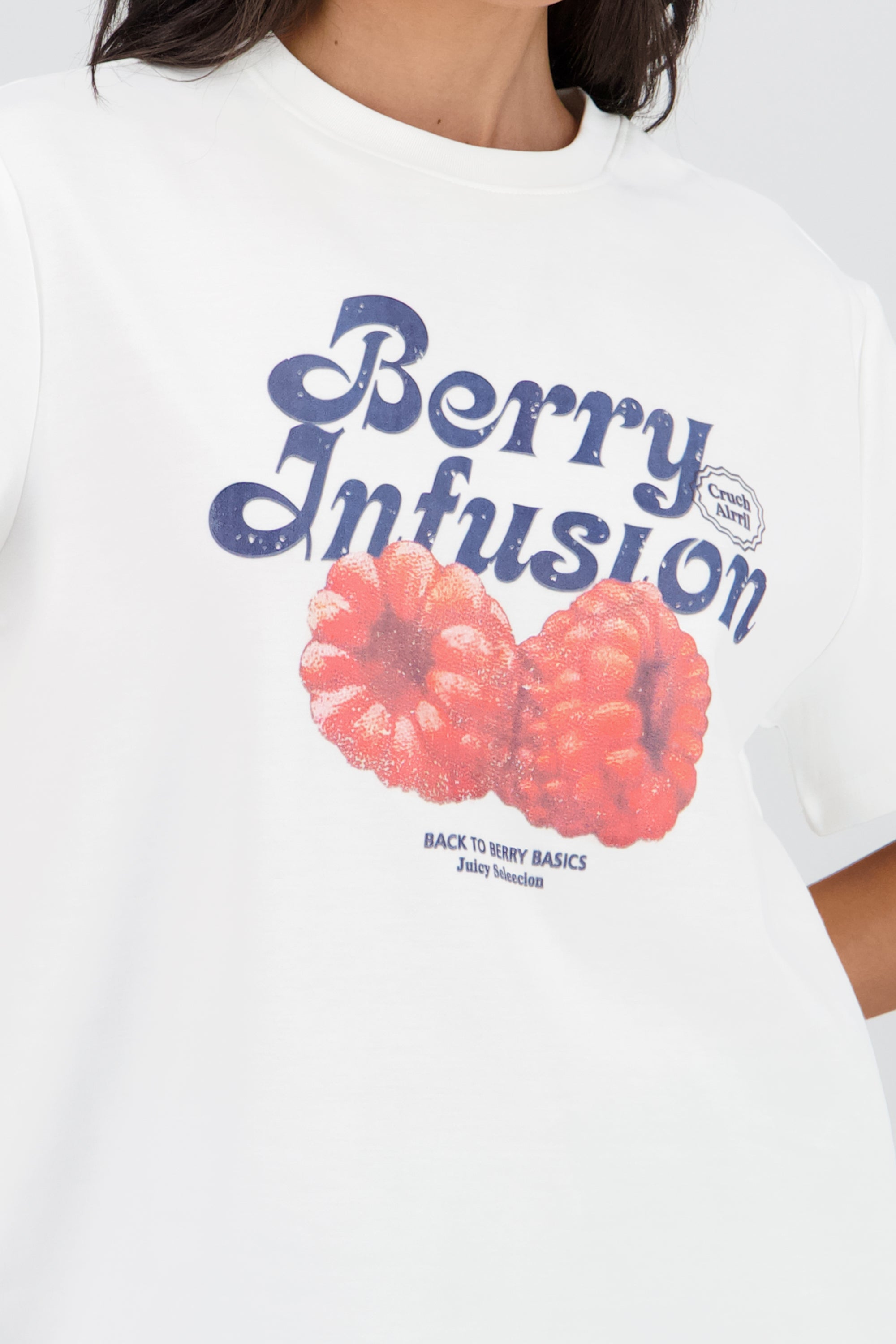 Playera manga corta estampado frutas BLANCO