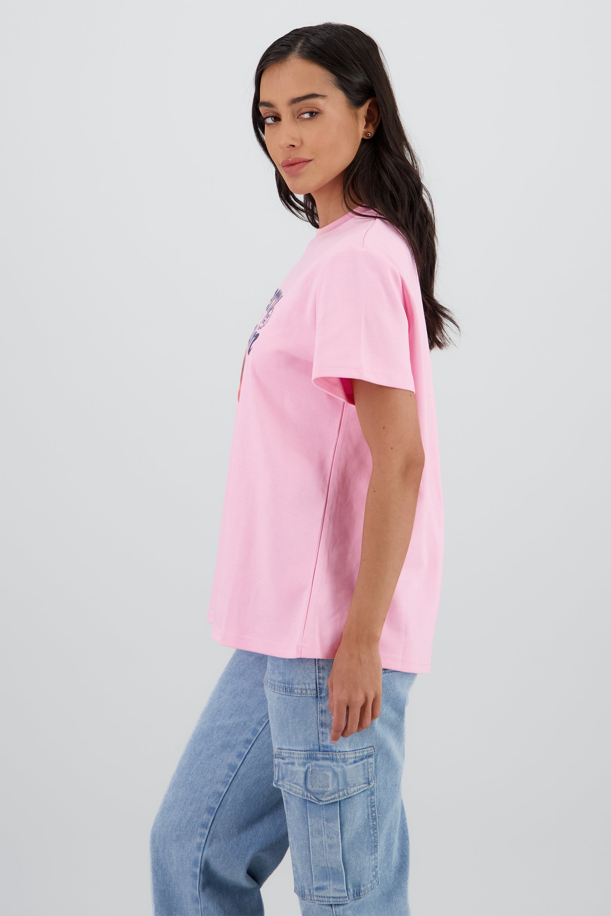 Playera manga corta estampado frutas ROSA