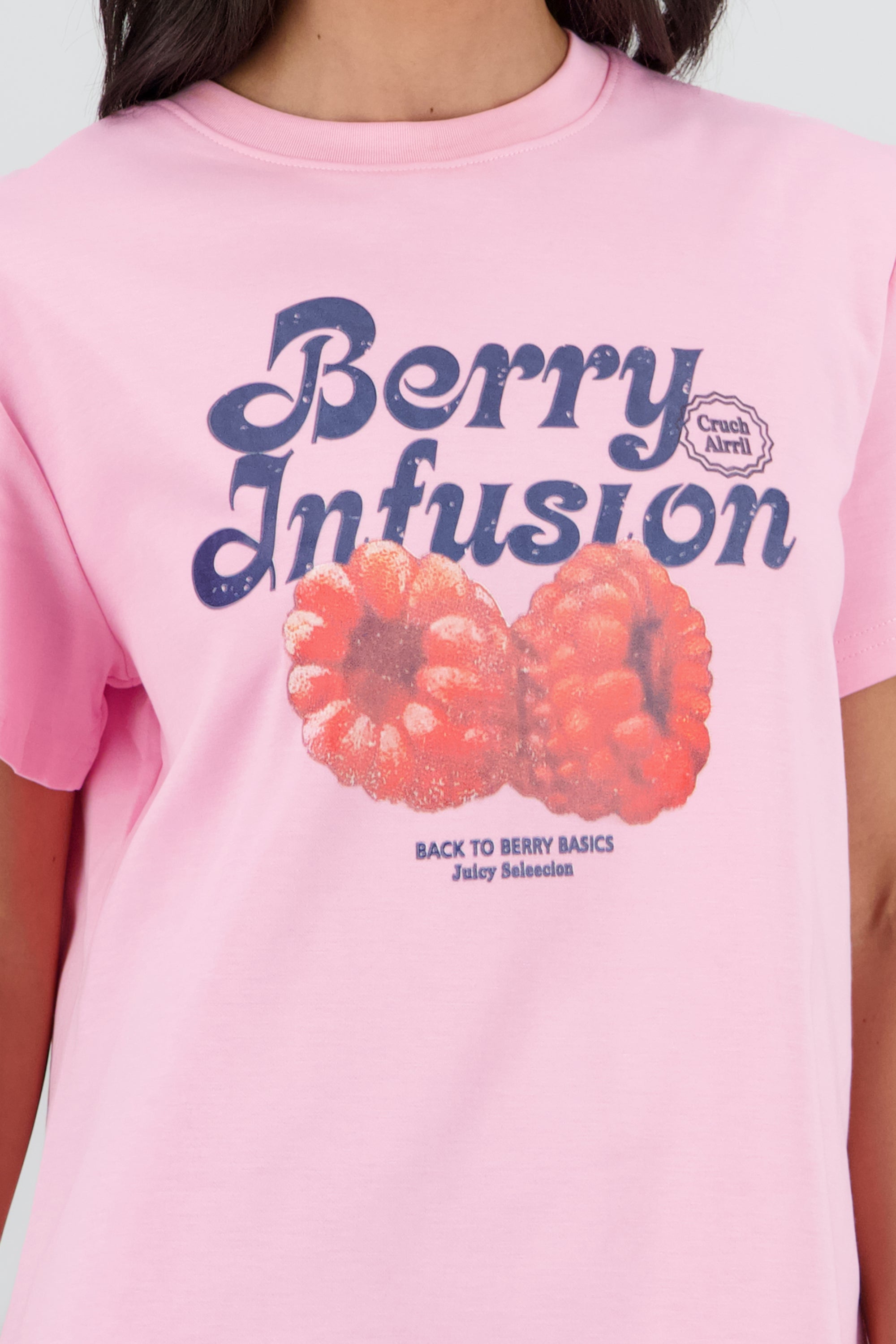 Playera manga corta estampado frutas ROSA