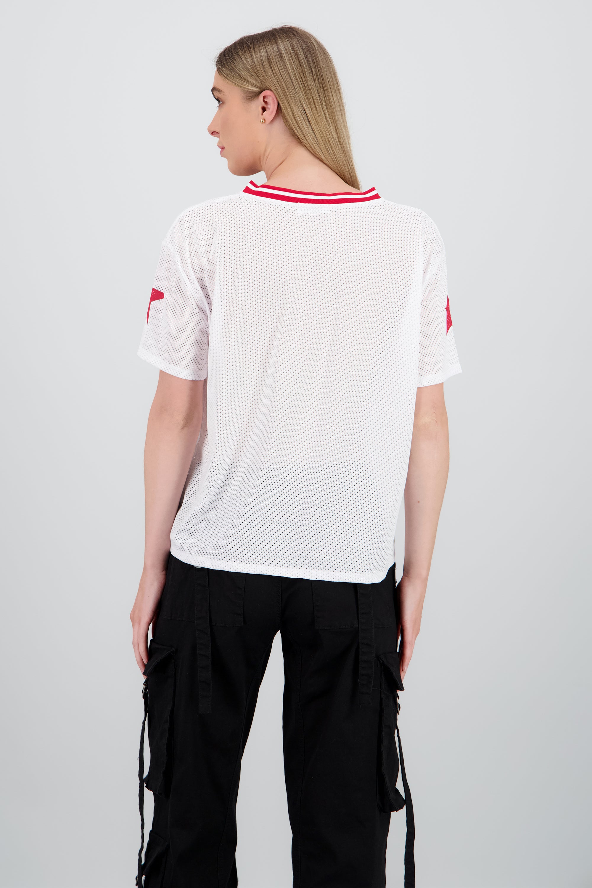 Playera over estampado numero BLANCO COMBO