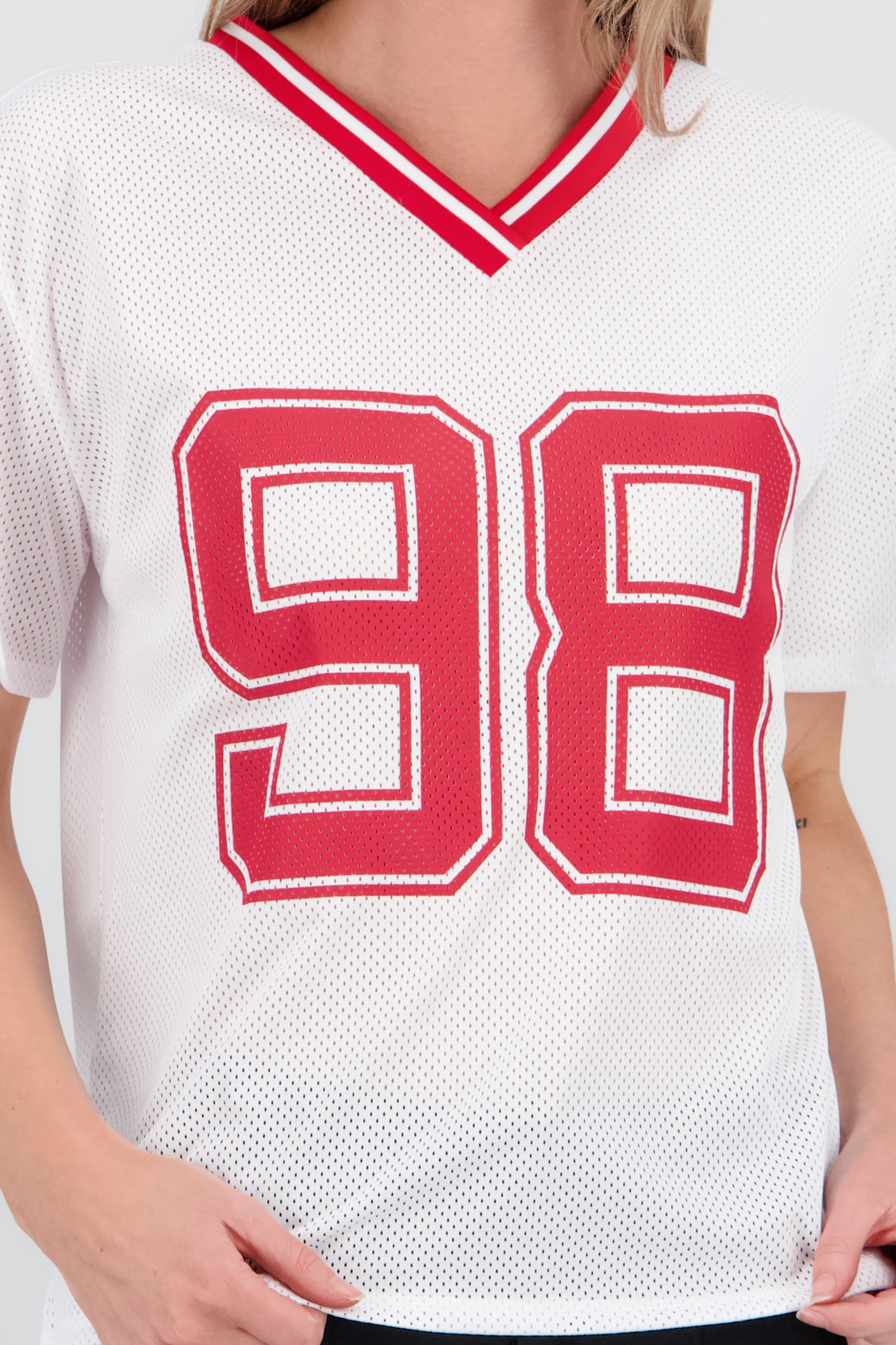 Playera over estampado numero BLANCO COMBO